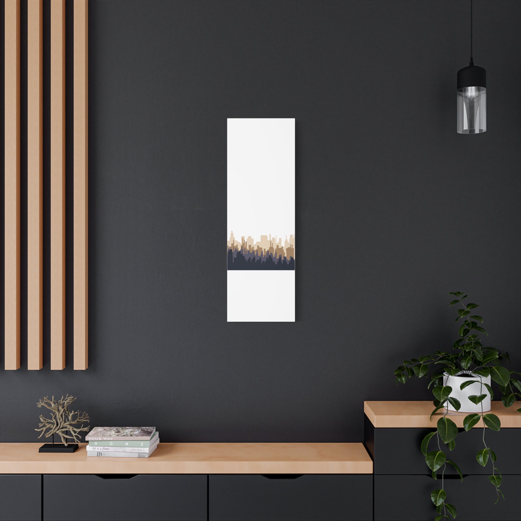 Neutral City Skyline Matte Canvas Wall Art — Minimalist Urban Home Decor