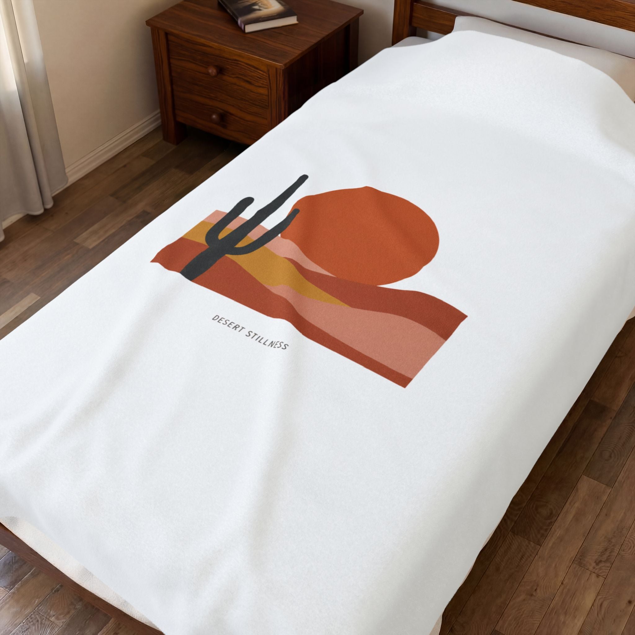 Desert Sunset Minimalist Mesa Velveteen Blanket | Southwestern adobe-inspired art