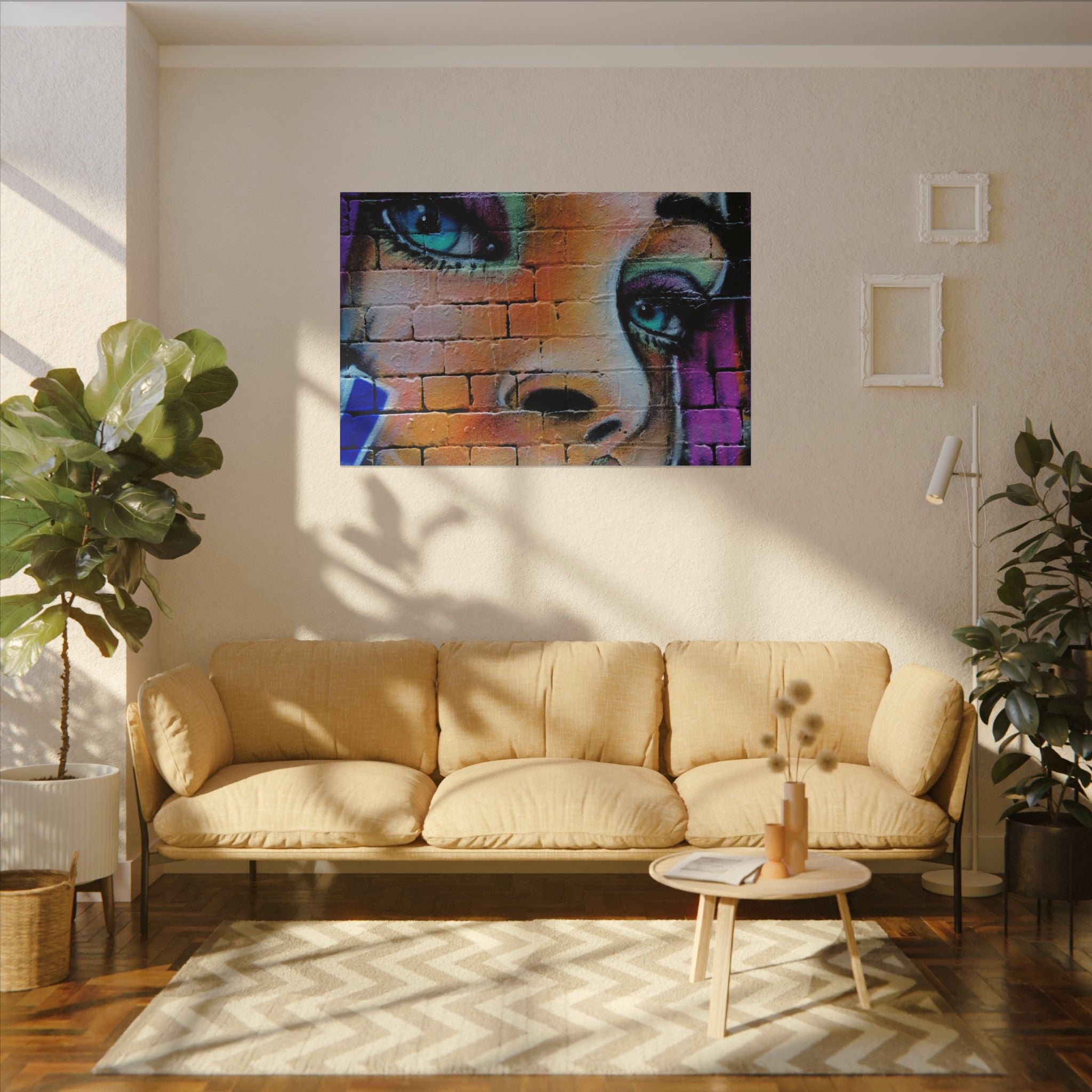 Graffiti Face Matte Canvas Print — Urban Street Art Portrait Wall Decor