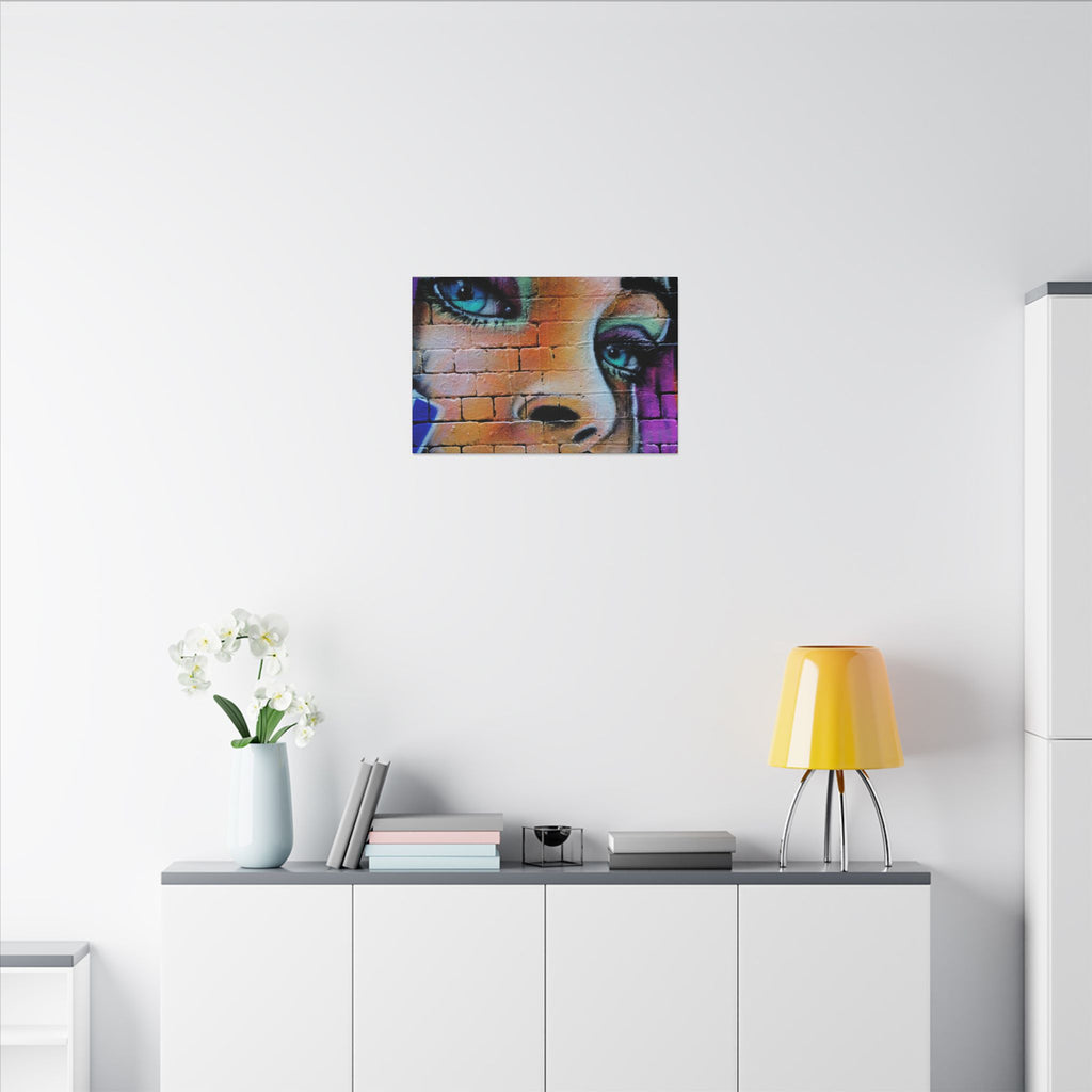 Graffiti Face Matte Canvas Print — Urban Street Art Portrait Wall Decor