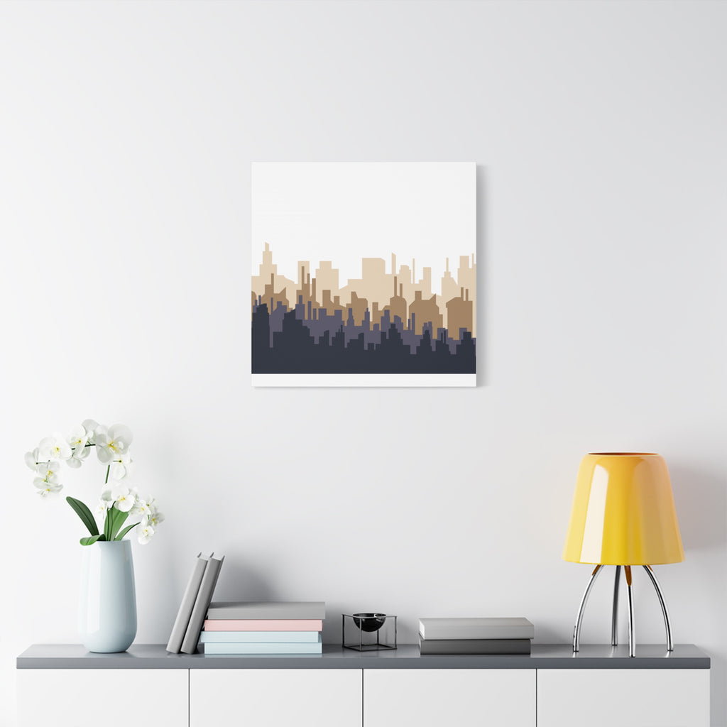 Neutral City Skyline Matte Canvas Wall Art — Minimalist Urban Home Decor