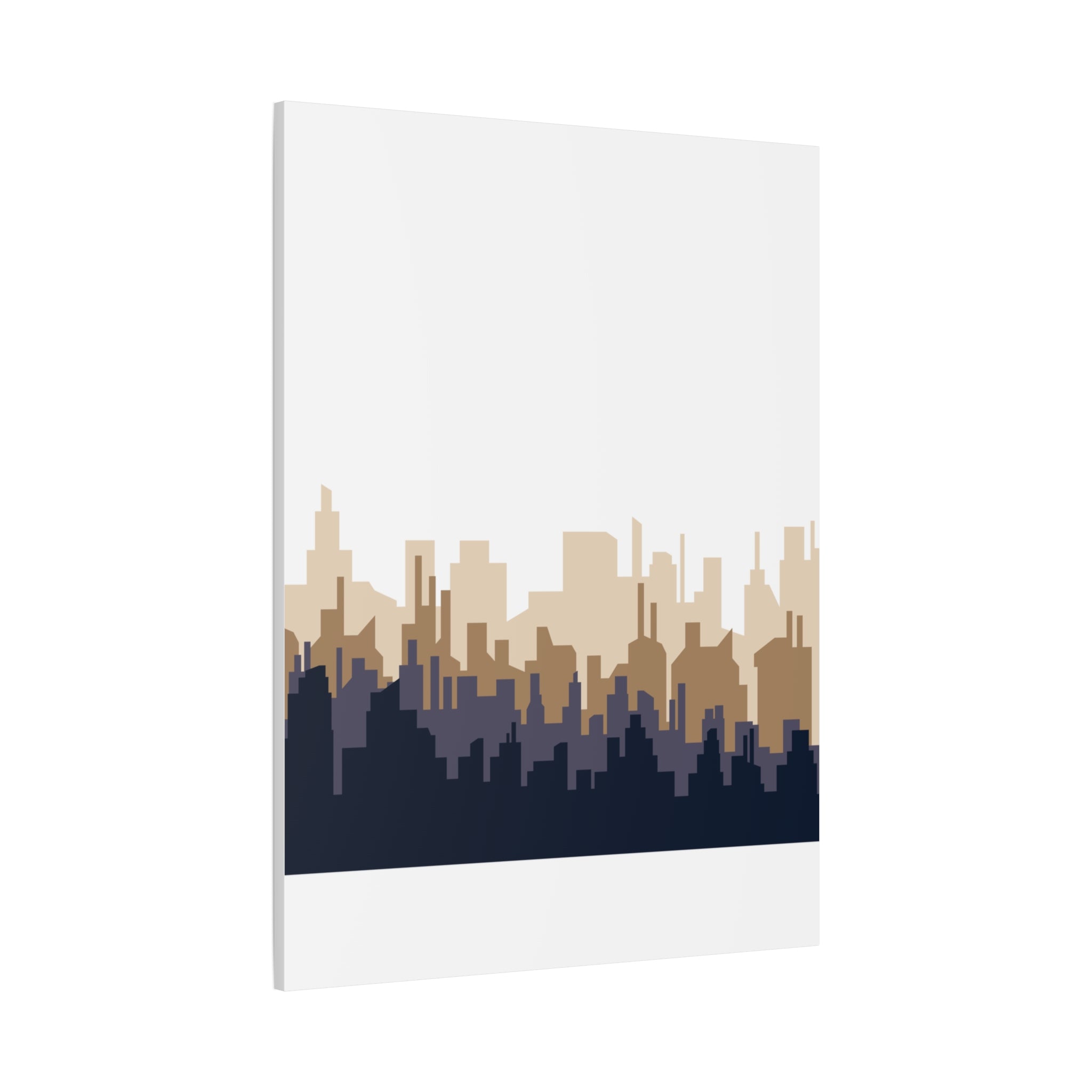 Neutral City Skyline Matte Canvas Wall Art — Minimalist Urban Home Decor