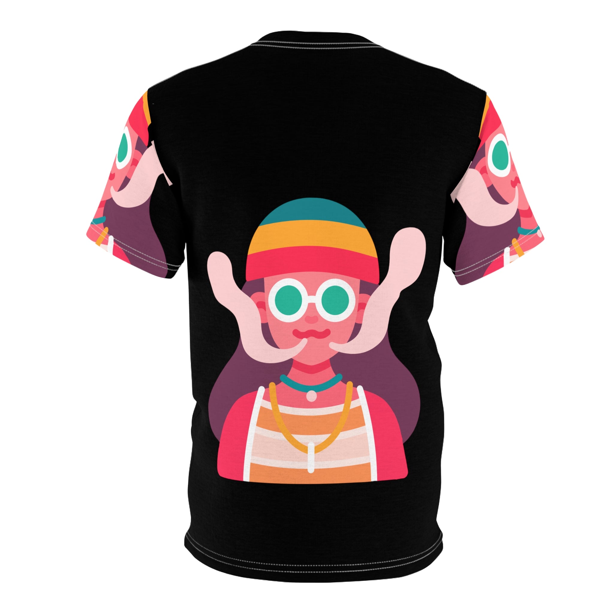 Unisex Tee Colorful Stoner Cartoon Print on Black