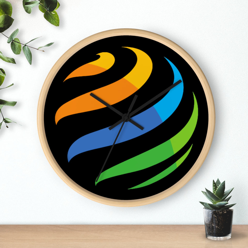 Modern Rainbow Swirl Wall Clock — Colorful Abstract Home Decor