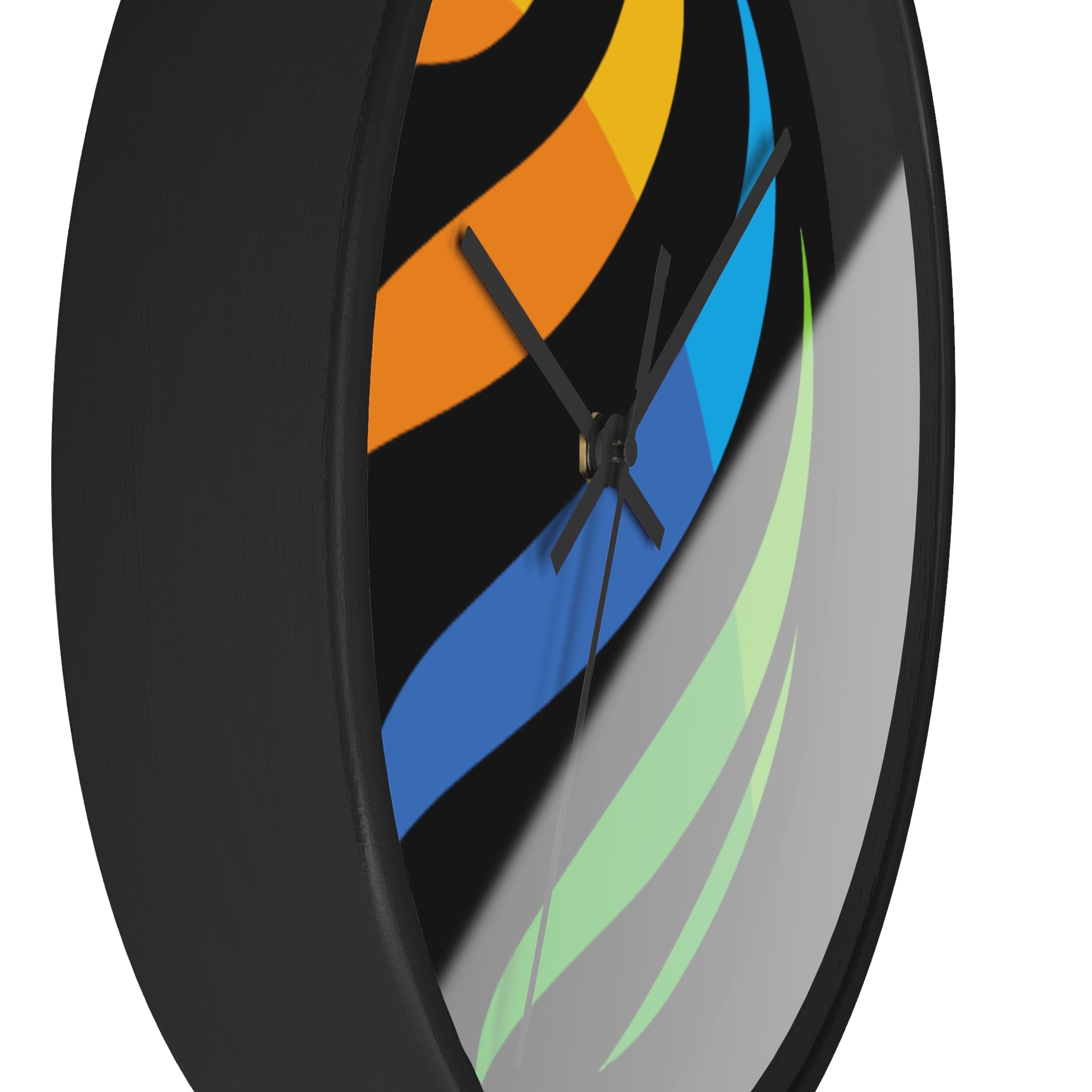 Modern Rainbow Swirl Wall Clock — Colorful Abstract Home Decor