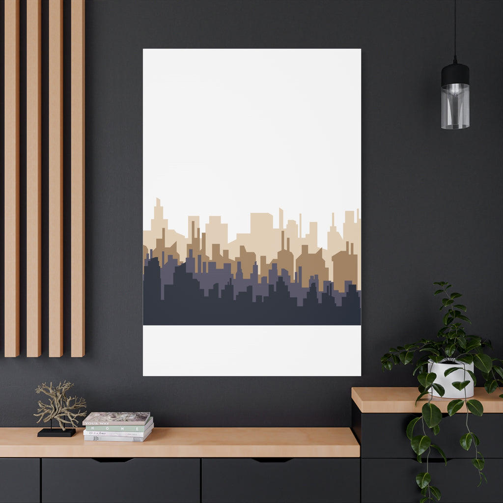Neutral City Skyline Matte Canvas Wall Art — Minimalist Urban Home Decor