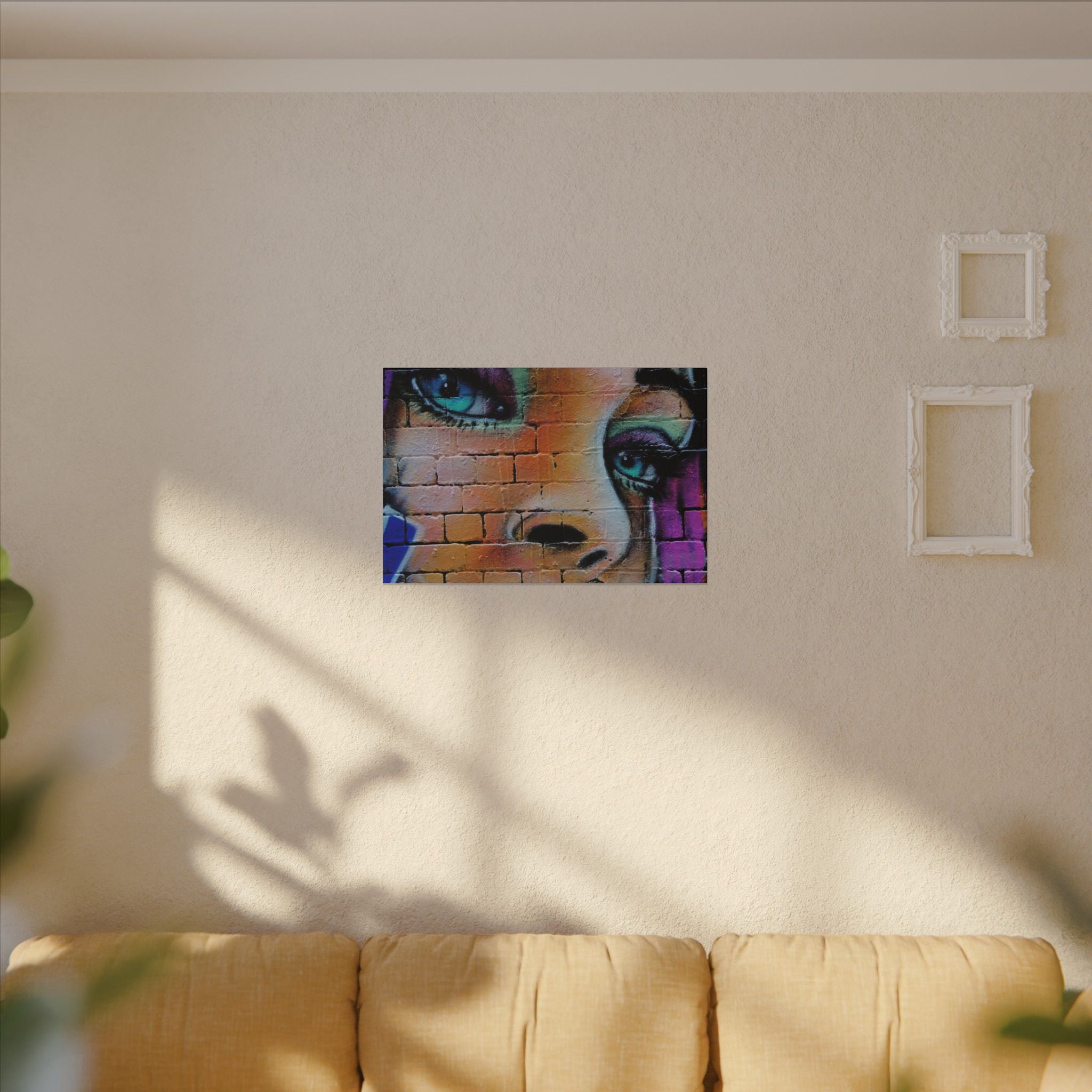 Graffiti Face Matte Canvas Print — Urban Street Art Portrait Wall Decor