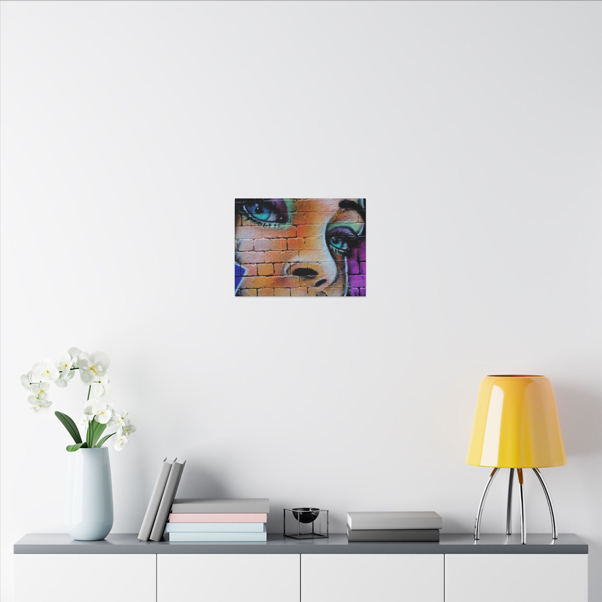 Graffiti Face Matte Canvas Print — Urban Street Art Portrait Wall Decor