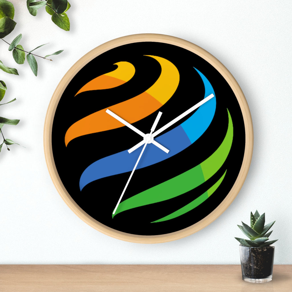 Modern Rainbow Swirl Wall Clock — Colorful Abstract Home Decor