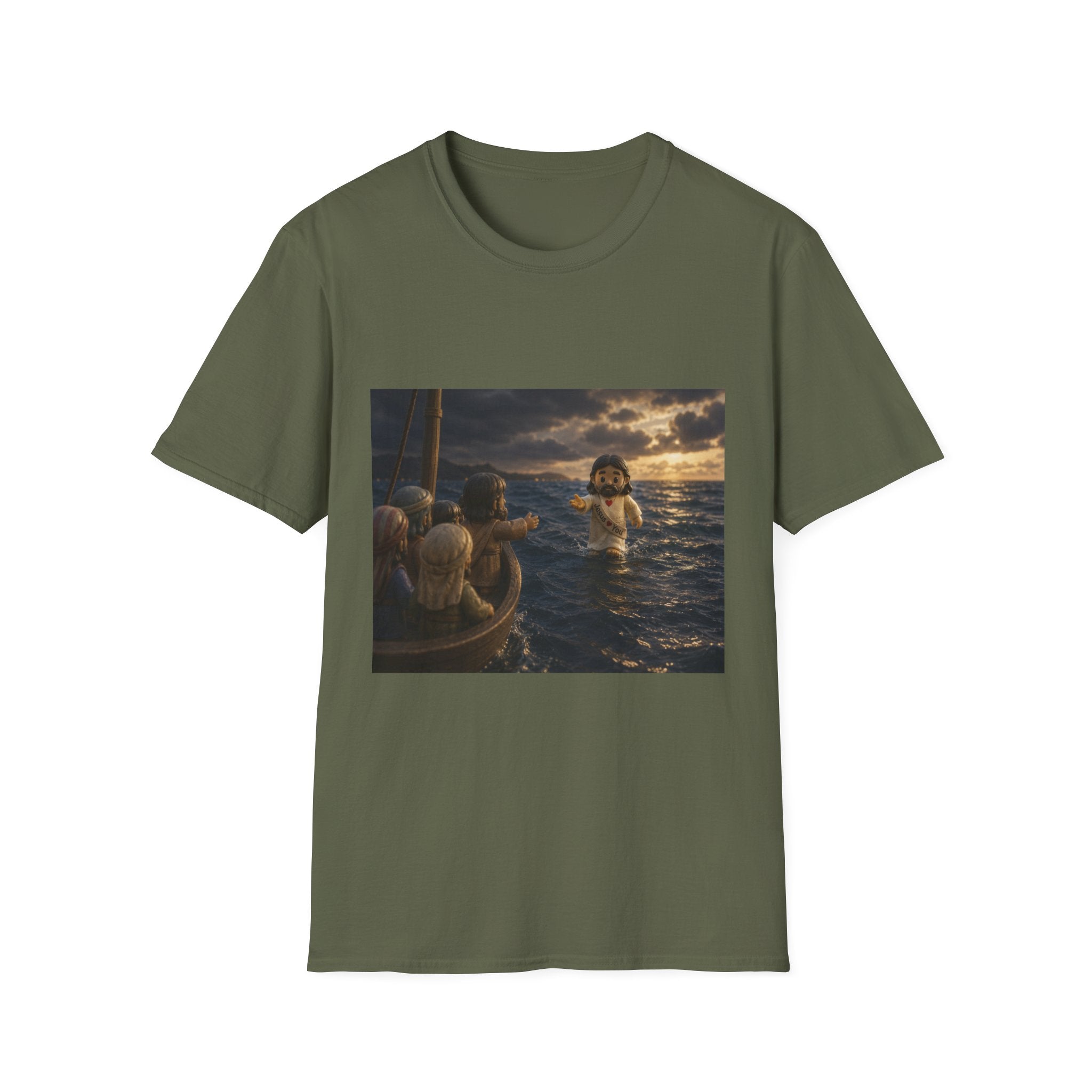 Tiny Jesus Walking on Water T-Shirt — Inspirational Biblical Faith Tee