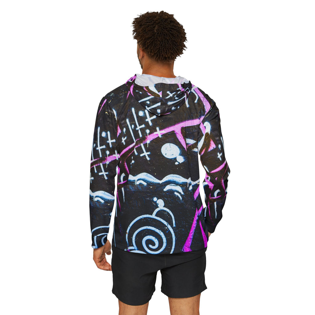 Vibrant Graffiti Sports Hoodie for Men, Athletic Warmup Hoodie, Trendy Sportswear, Streetwear, Gym Gear, Casual Wear