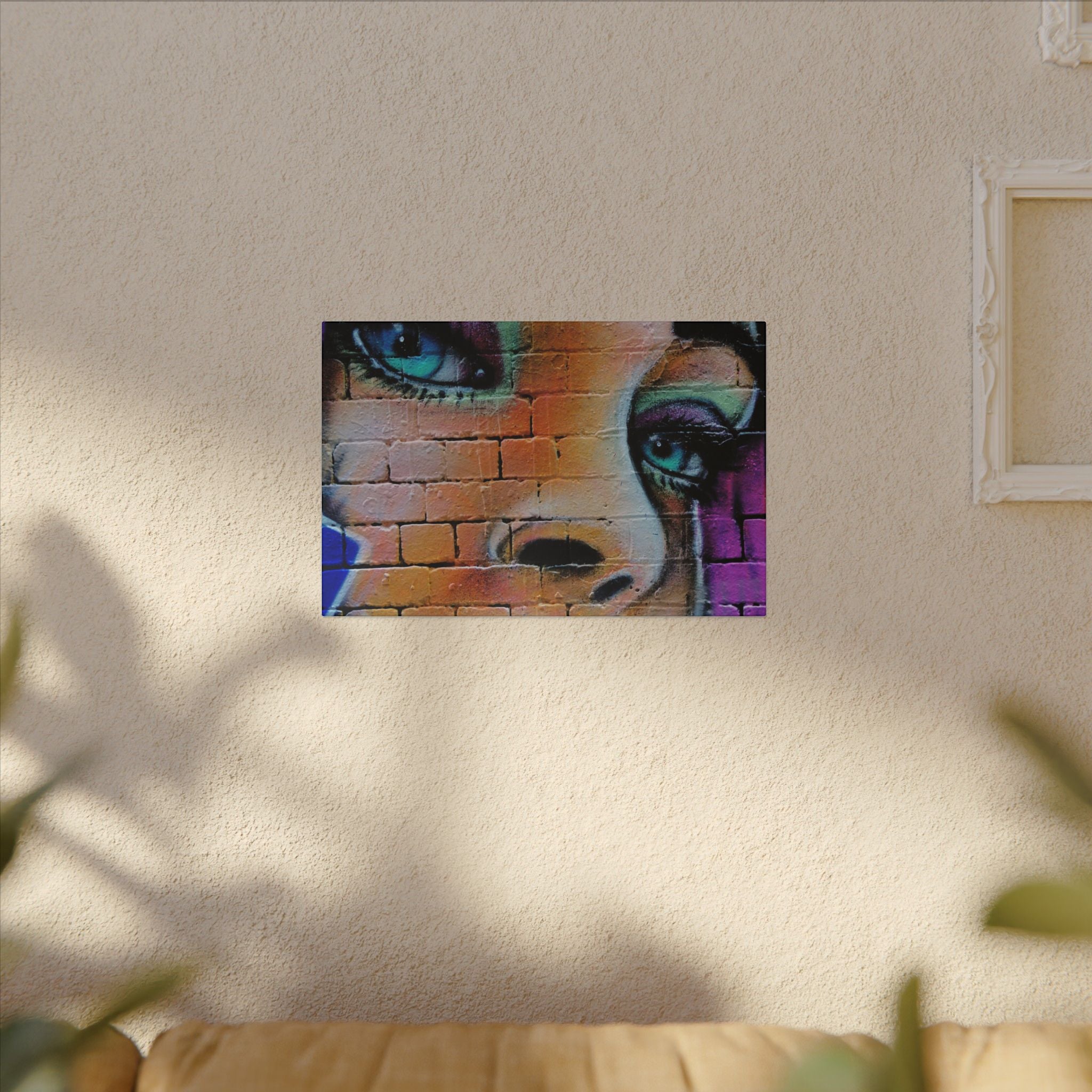 Graffiti Face Matte Canvas Print — Urban Street Art Portrait Wall Decor