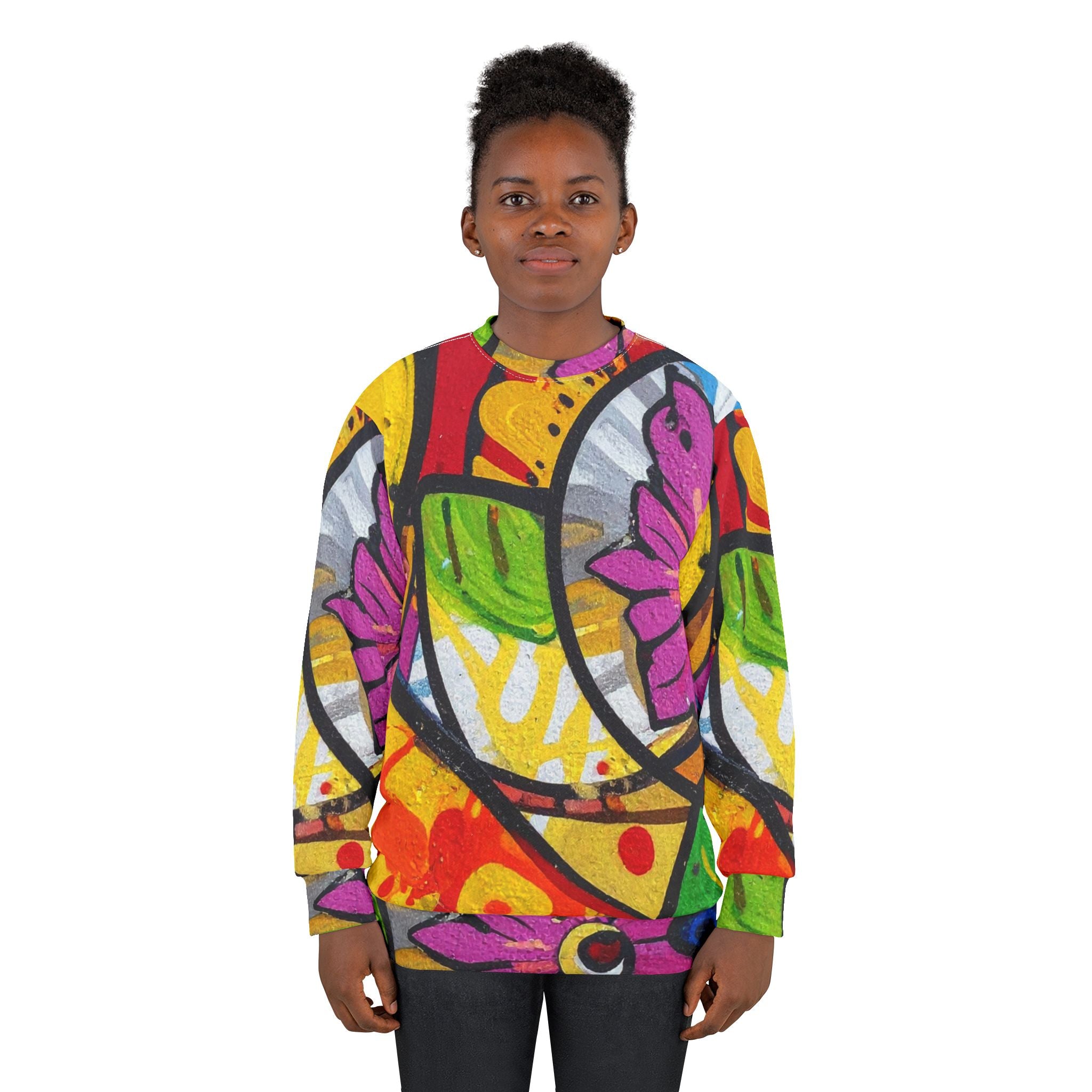 Vibrant Floral Unisex Sweatshirt, Cozy Graphic Sweater, Artistic Gift for Him or Her, Casual Fall Wardrobe Essential, Unique Streetwear