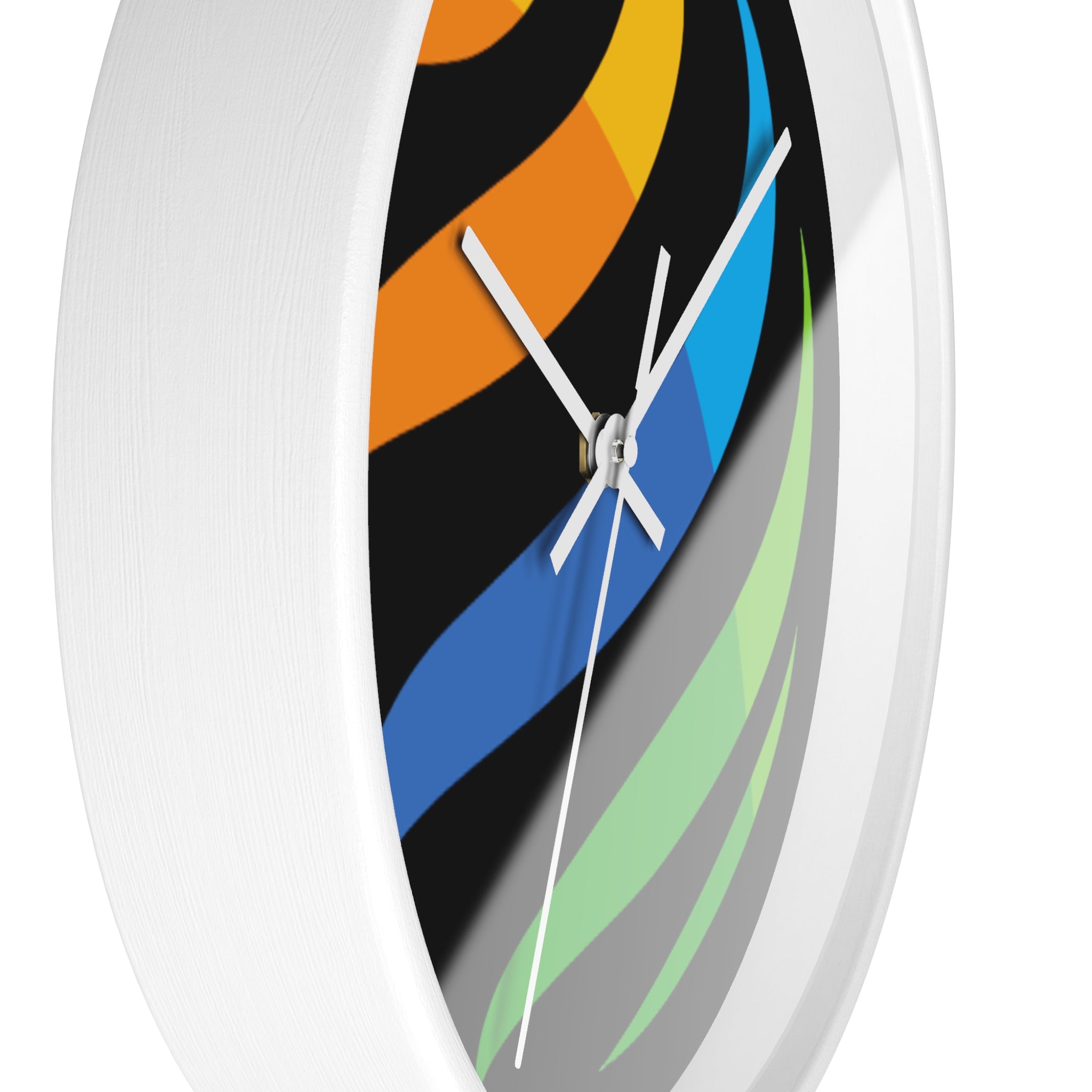 Modern Rainbow Swirl Wall Clock — Colorful Abstract Home Decor