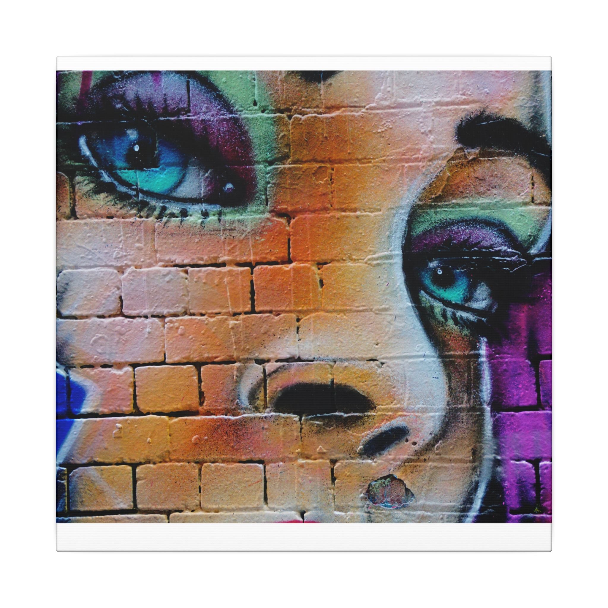 Graffiti Face Matte Canvas Print — Urban Street Art Portrait Wall Decor