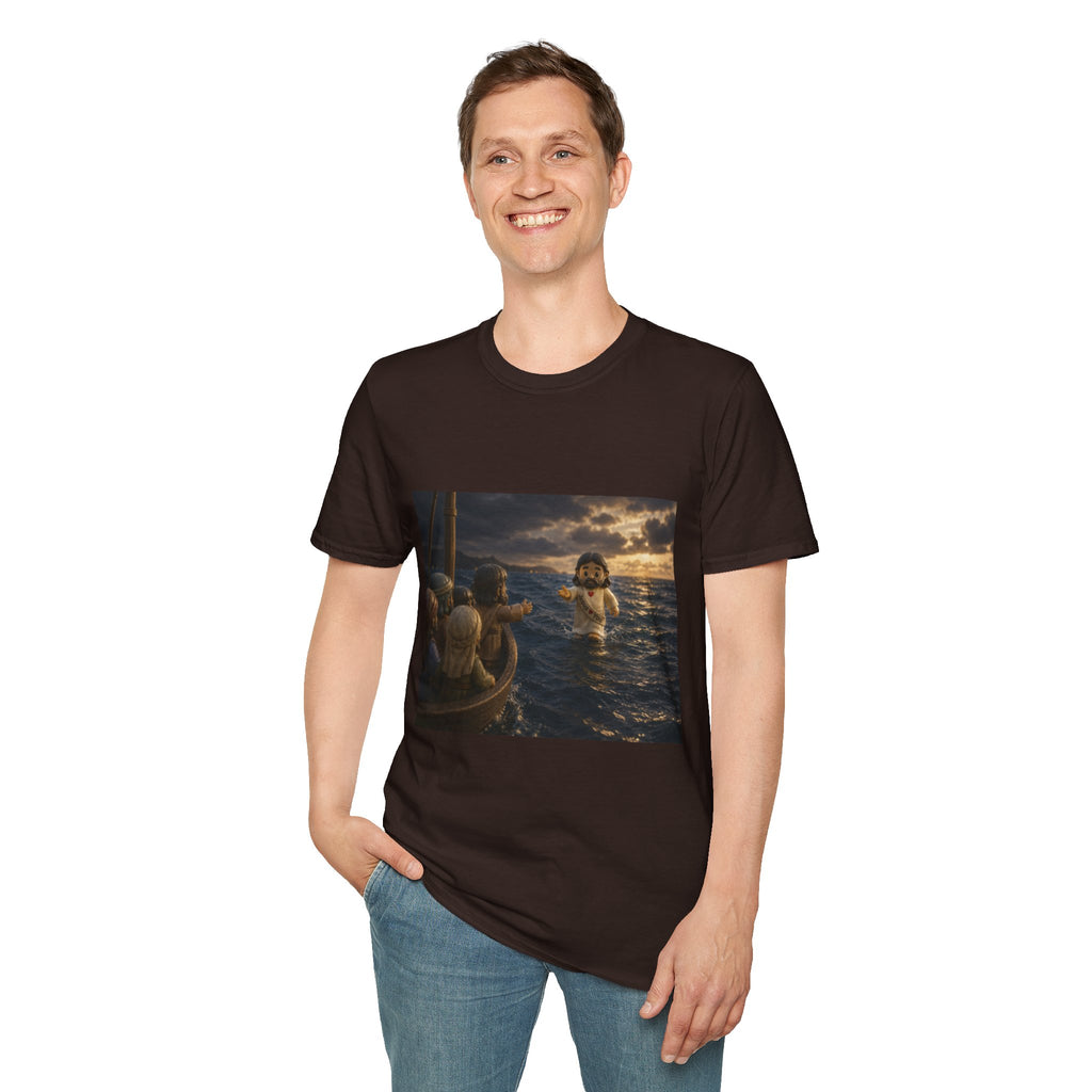 Tiny Jesus Walking on Water T-Shirt — Inspirational Biblical Faith Tee