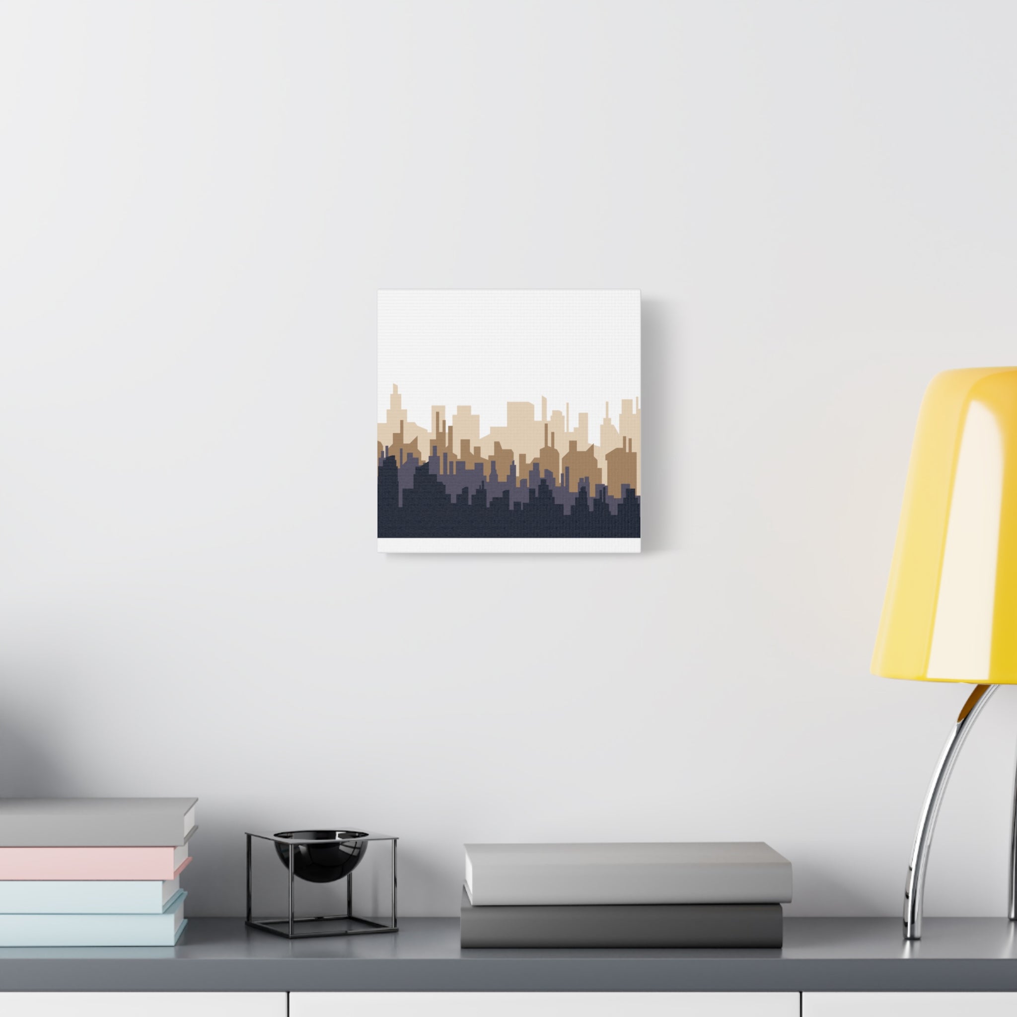 Neutral City Skyline Matte Canvas Wall Art — Minimalist Urban Home Decor