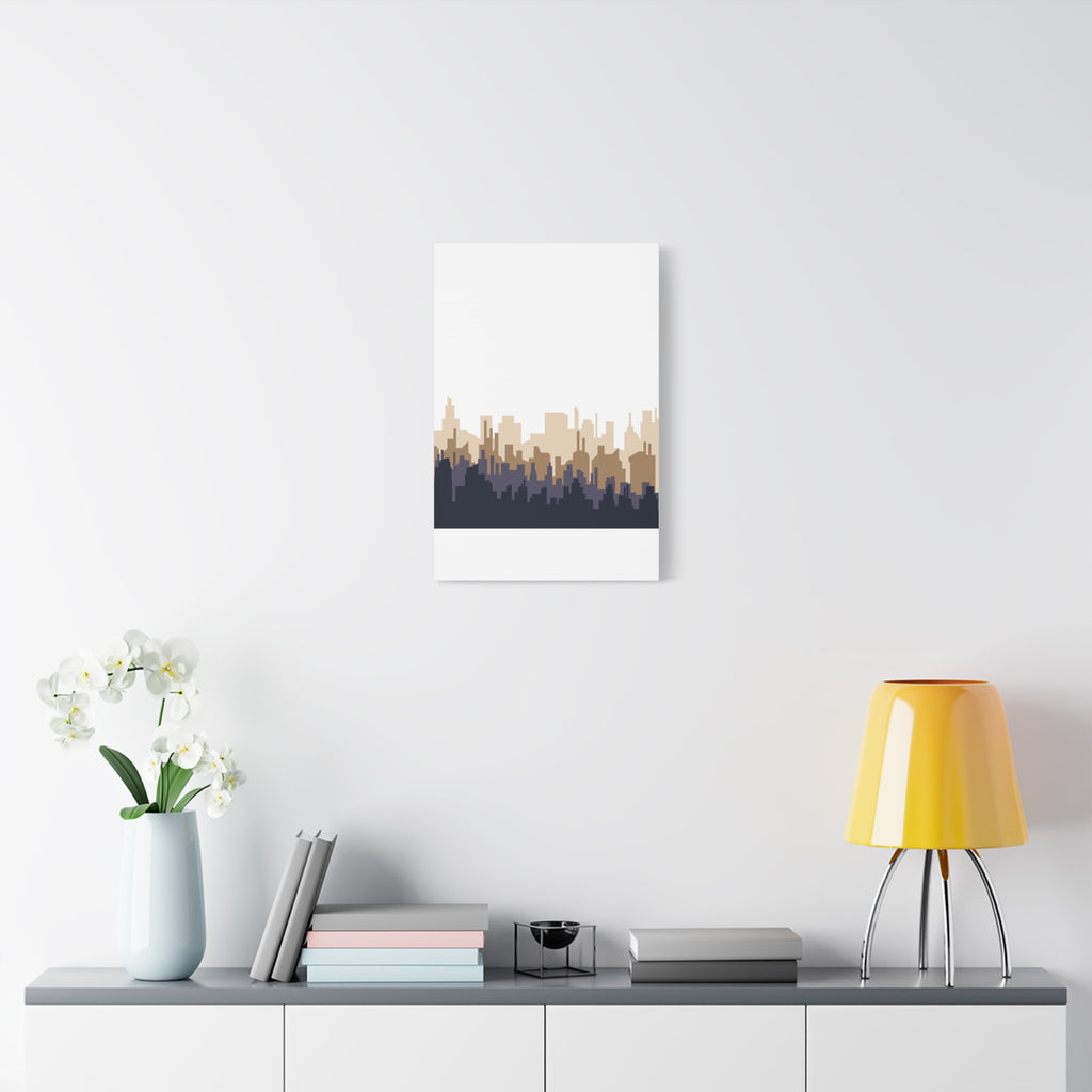 Neutral City Skyline Matte Canvas Wall Art — Minimalist Urban Home Decor