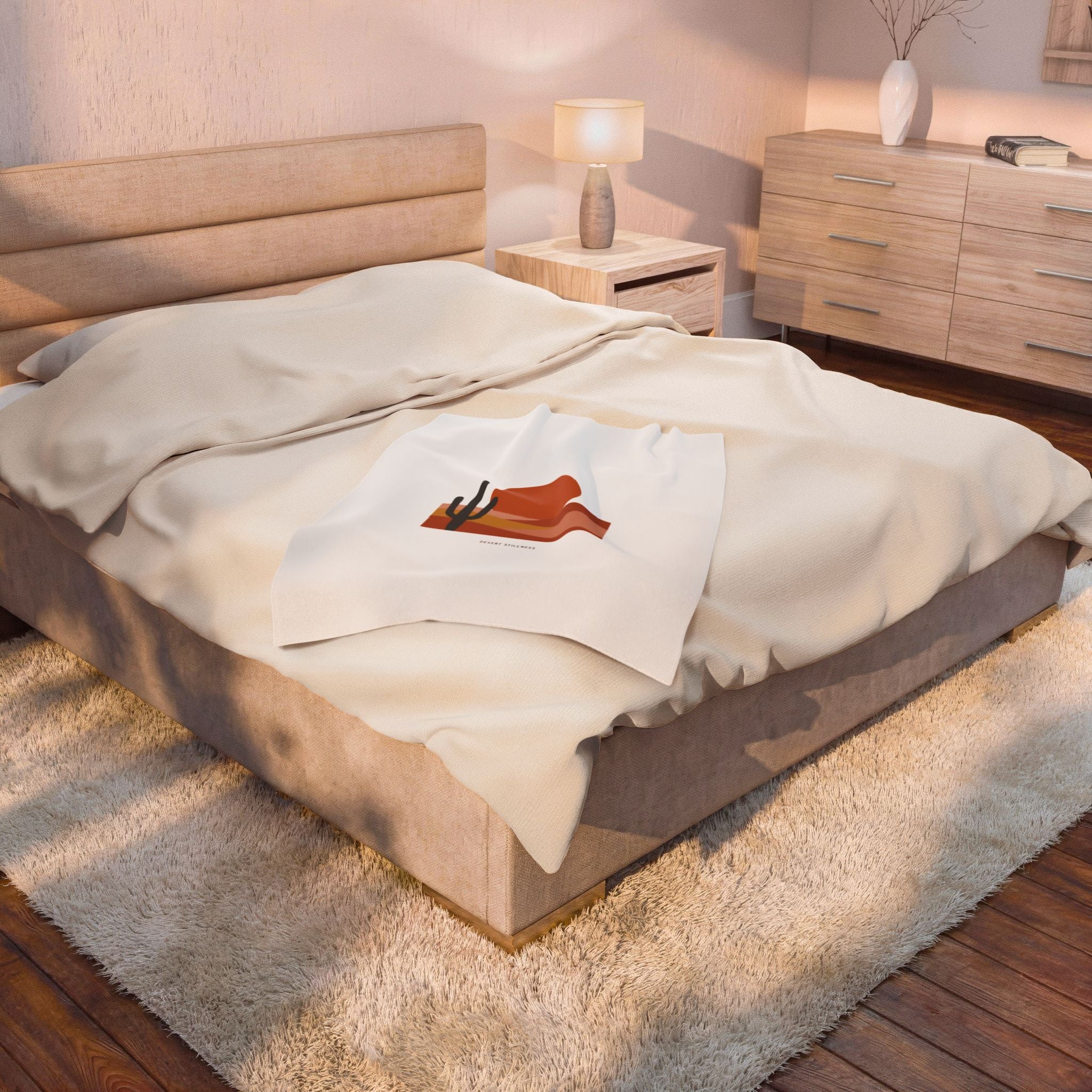 Desert Sunset Minimalist Mesa Velveteen Blanket | Southwestern adobe-inspired art