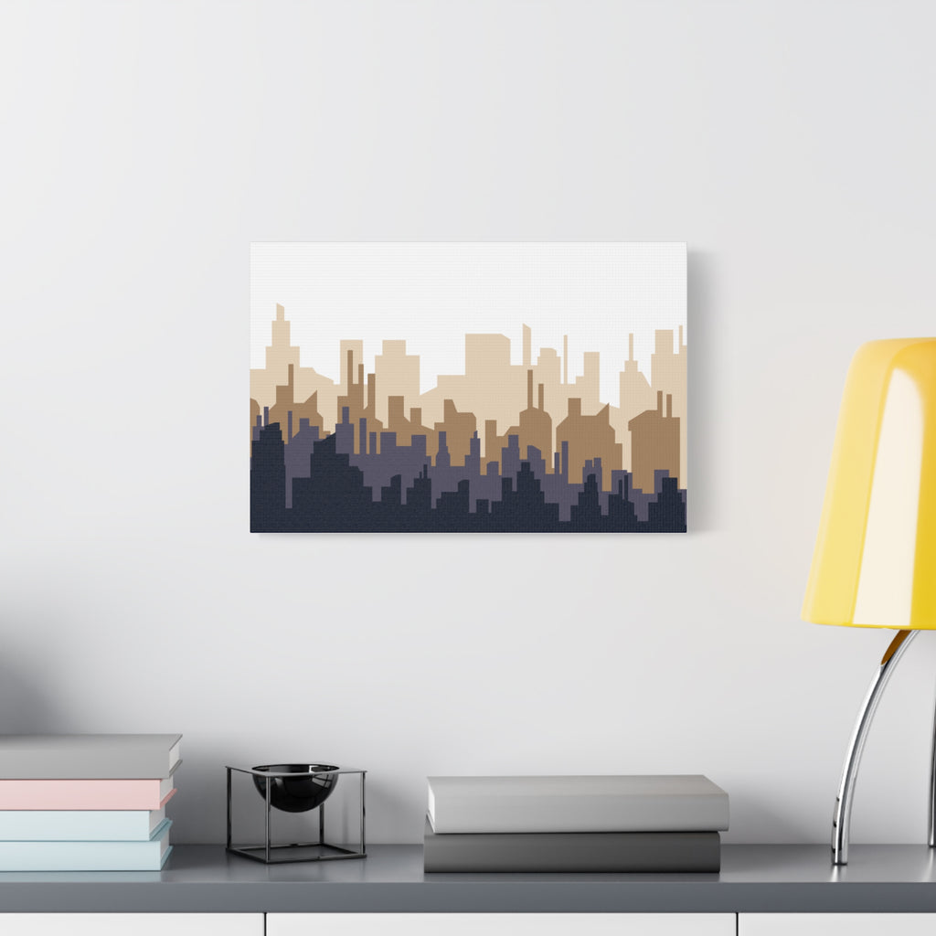 Neutral City Skyline Matte Canvas Wall Art — Minimalist Urban Home Decor