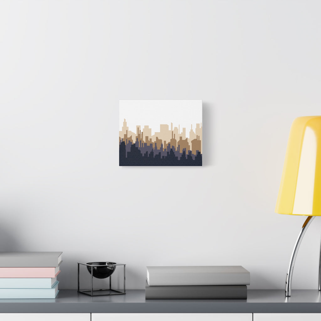 Neutral City Skyline Matte Canvas Wall Art — Minimalist Urban Home Decor