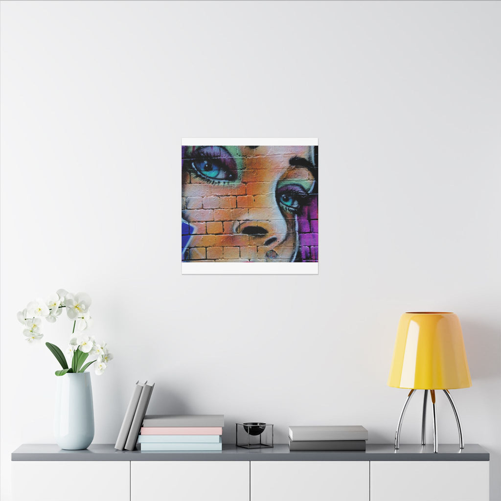 Graffiti Face Matte Canvas Print — Urban Street Art Portrait Wall Decor