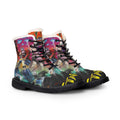 Women Fur-Lined Leather Boots — Fiery Mars Attack Transformers Comic Print