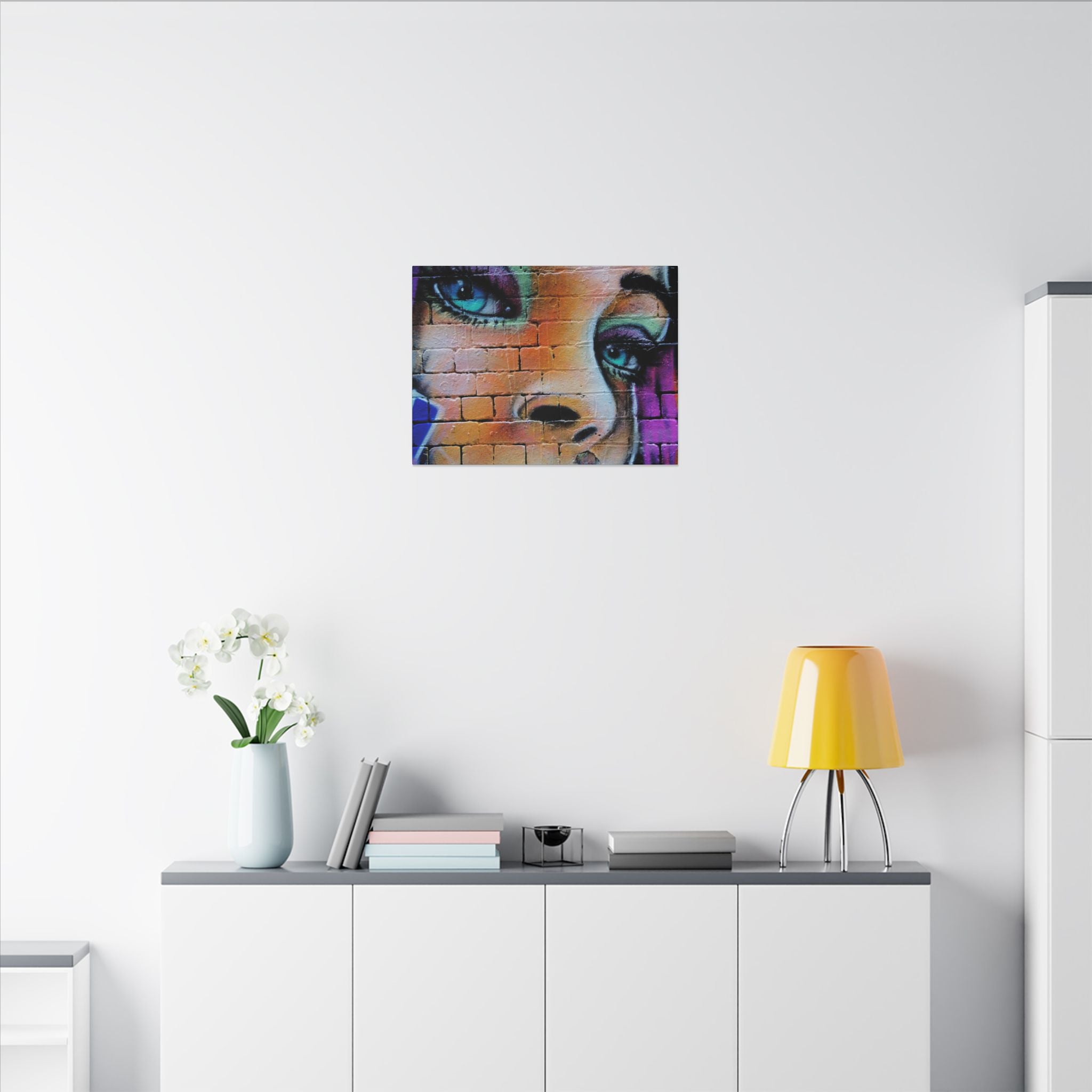 Graffiti Face Matte Canvas Print — Urban Street Art Portrait Wall Decor