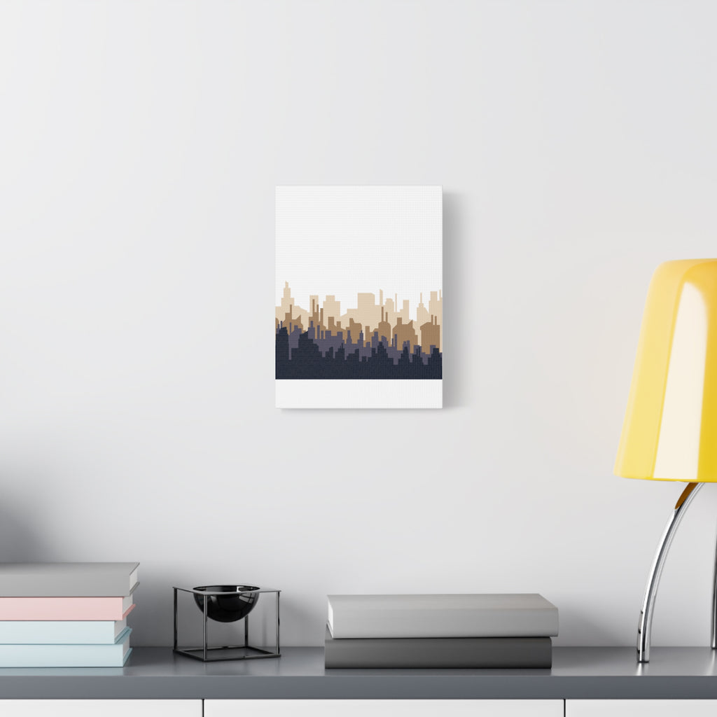 Neutral City Skyline Matte Canvas Wall Art — Minimalist Urban Home Decor