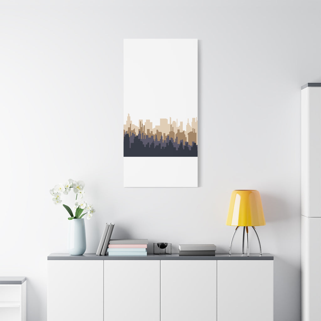Neutral City Skyline Matte Canvas Wall Art — Minimalist Urban Home Decor