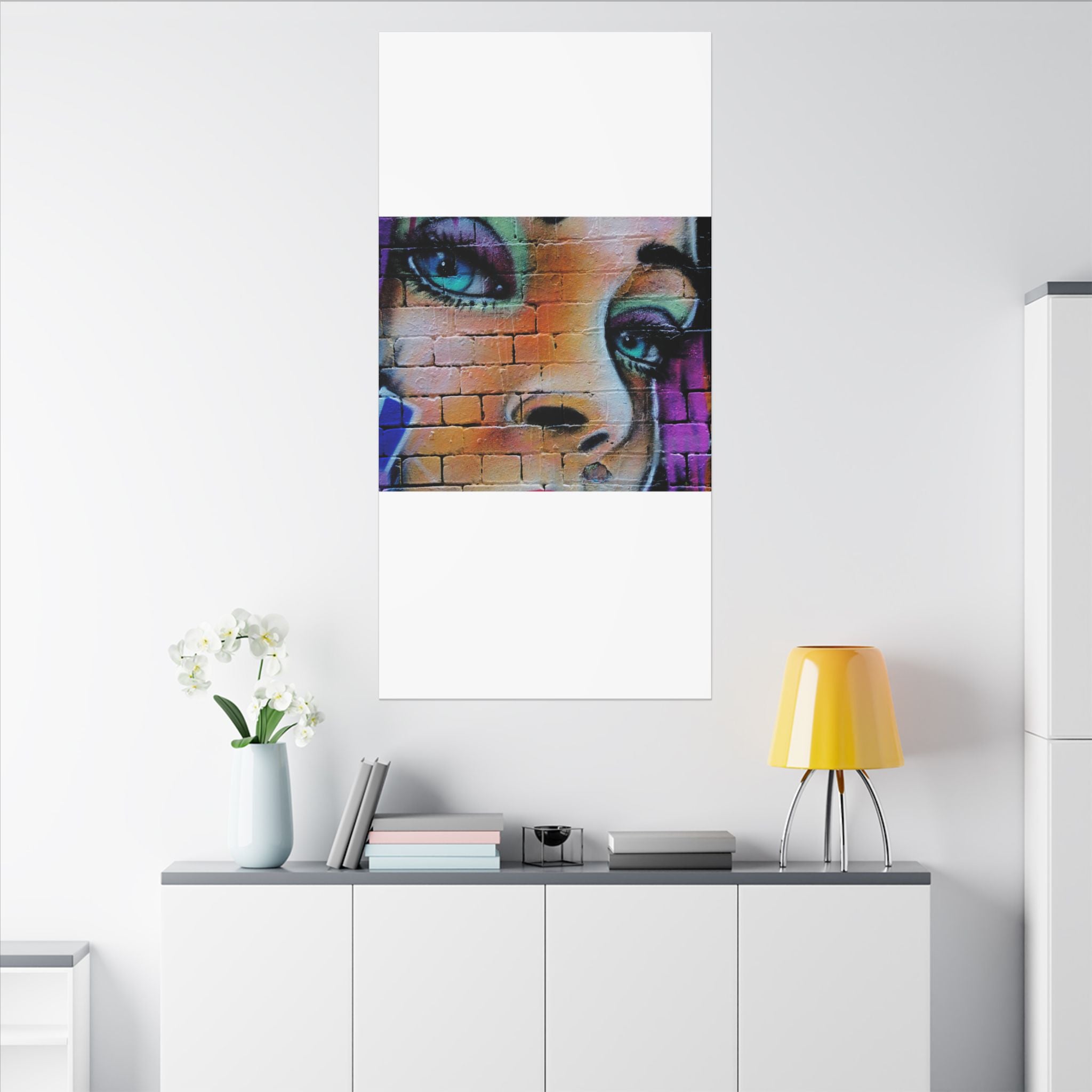 Graffiti Face Matte Canvas Print — Urban Street Art Portrait Wall Decor