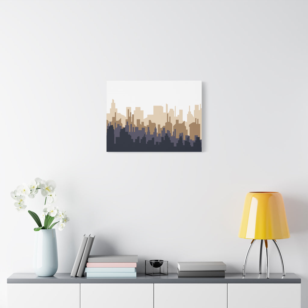 Neutral City Skyline Matte Canvas Wall Art — Minimalist Urban Home Decor