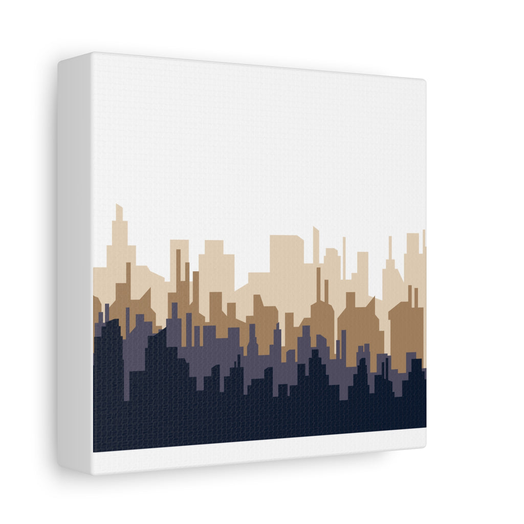 Neutral City Skyline Matte Canvas Wall Art — Minimalist Urban Home Decor