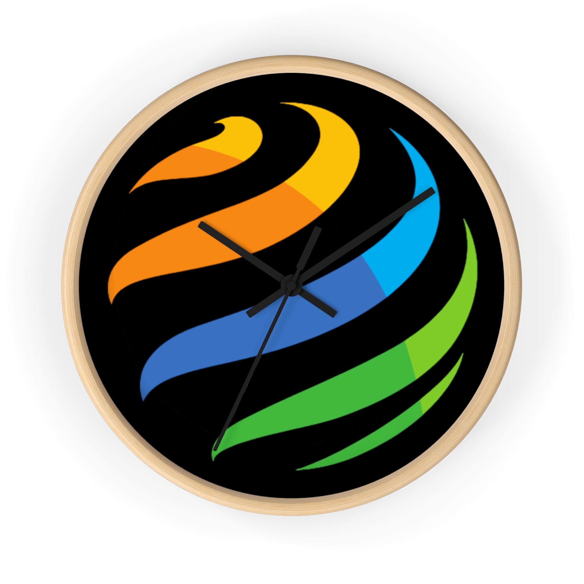 Modern Rainbow Swirl Wall Clock — Colorful Abstract Home Decor