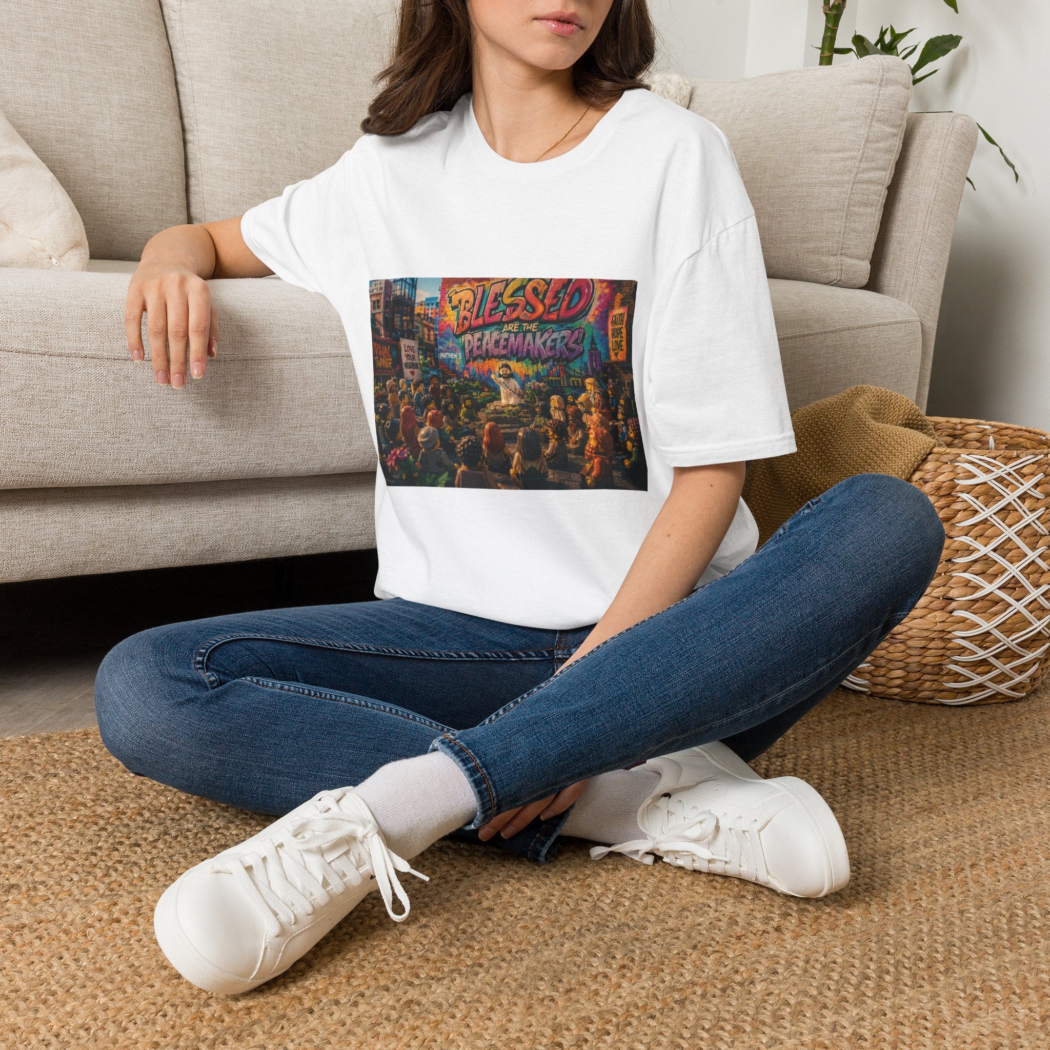 Tiny Jesus — "Blessed Are the Peacemakers" Urban Street Art Graphic Tee