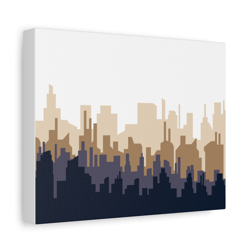 Neutral City Skyline Matte Canvas Wall Art — Minimalist Urban Home Decor