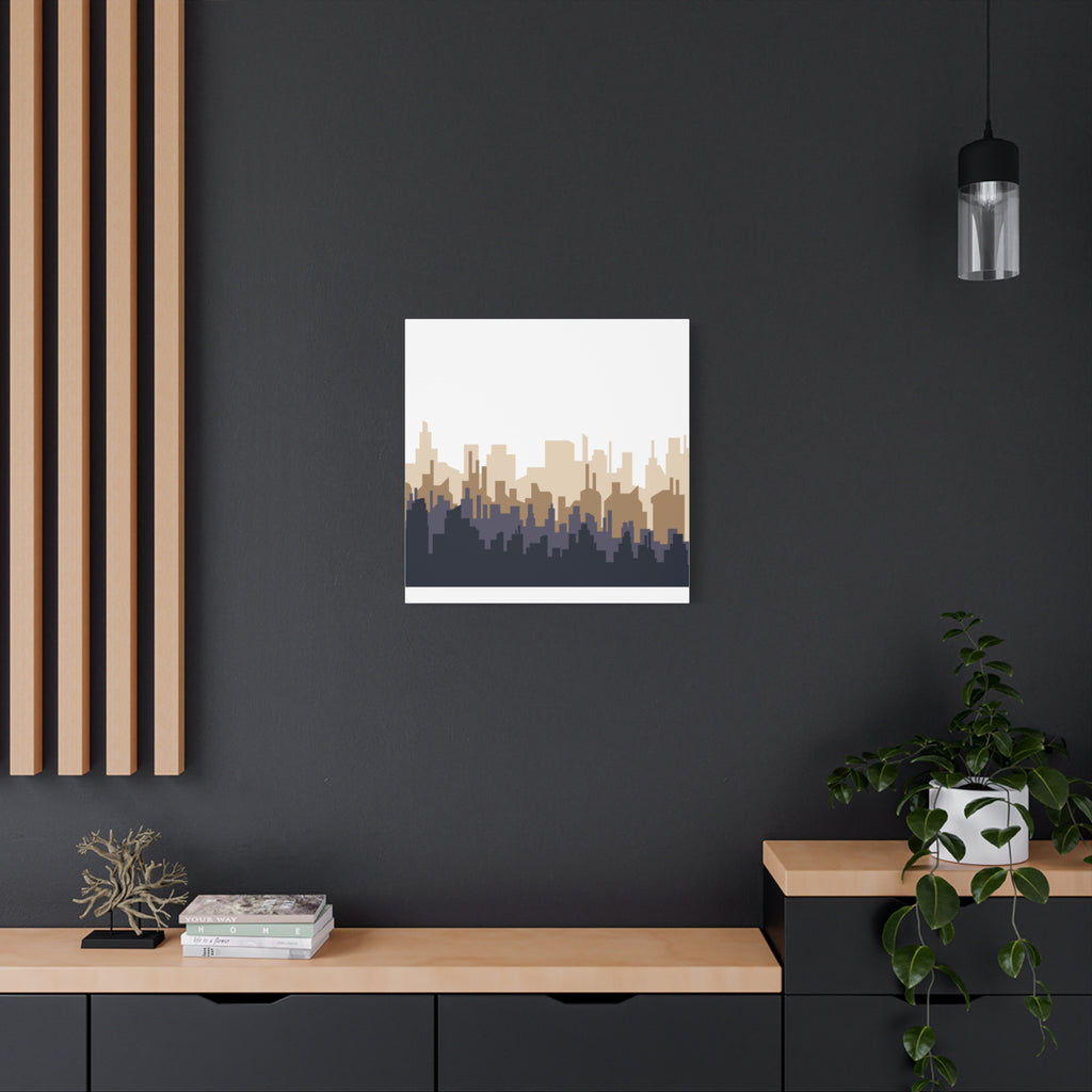 Neutral City Skyline Matte Canvas Wall Art — Minimalist Urban Home Decor
