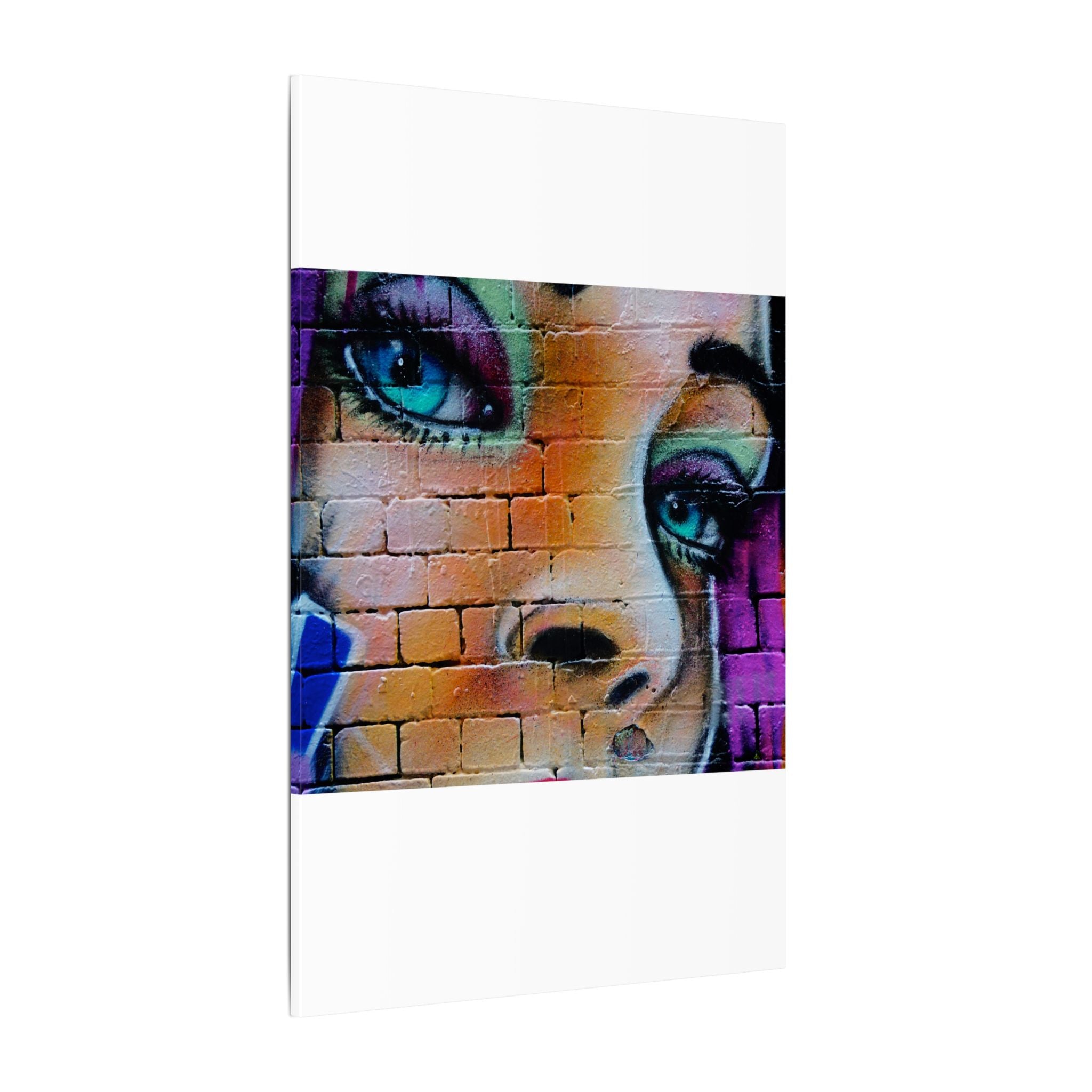 Graffiti Face Matte Canvas Print — Urban Street Art Portrait Wall Decor