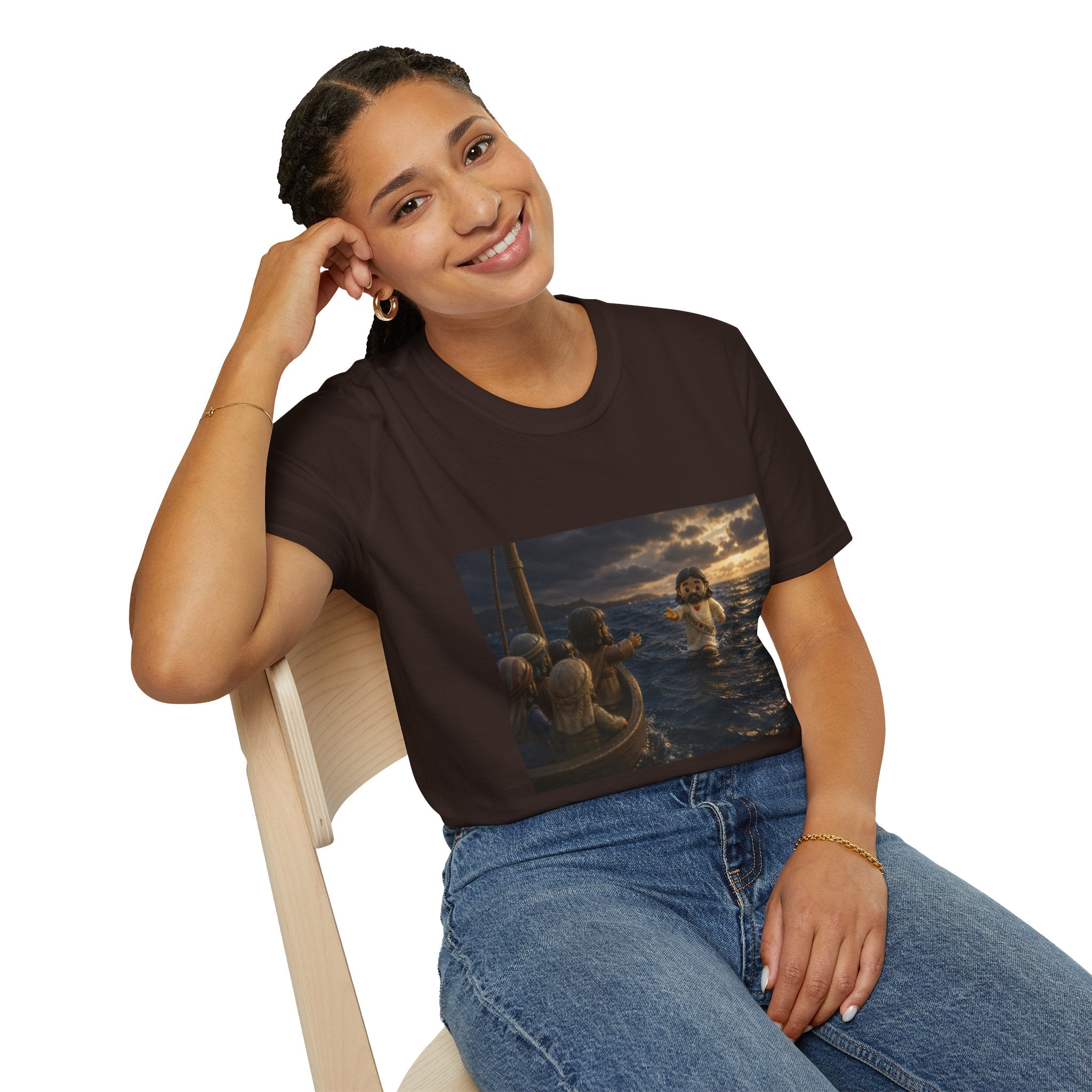 Tiny Jesus Walking on Water T-Shirt — Inspirational Biblical Faith Tee