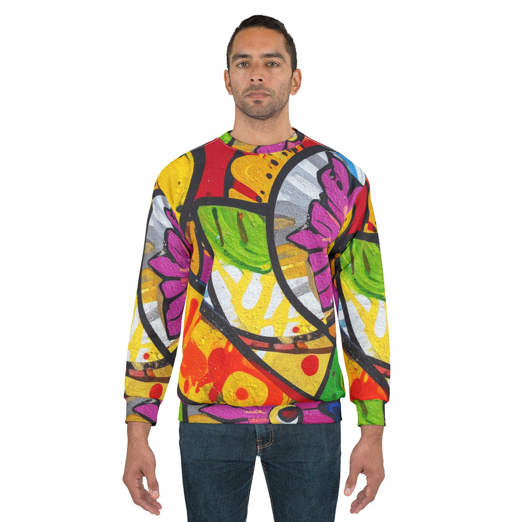 Vibrant Floral Unisex Sweatshirt, Cozy Graphic Sweater, Artistic Gift for Him or Her, Casual Fall Wardrobe Essential, Unique Streetwear