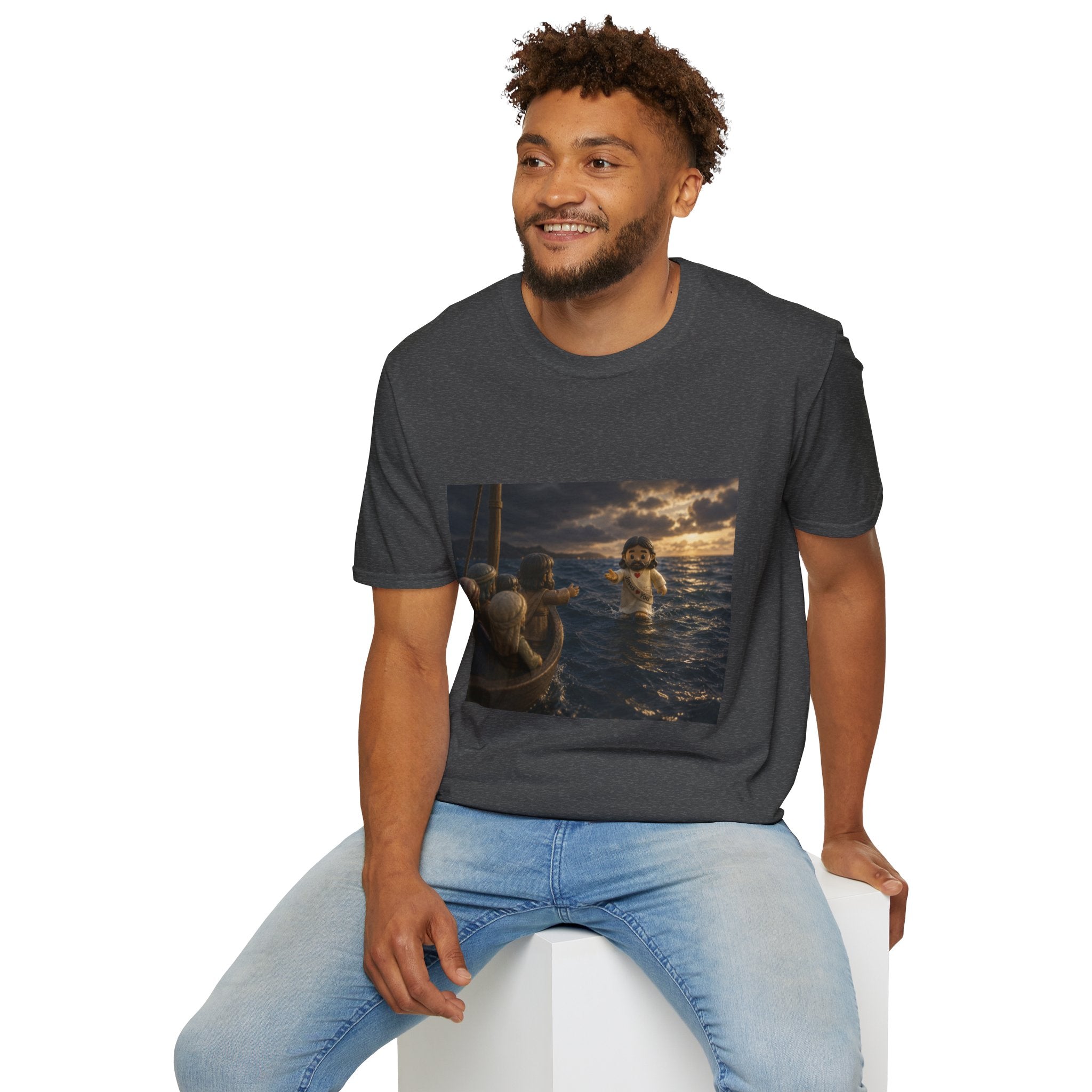 Tiny Jesus Walking on Water T-Shirt — Inspirational Biblical Faith Tee
