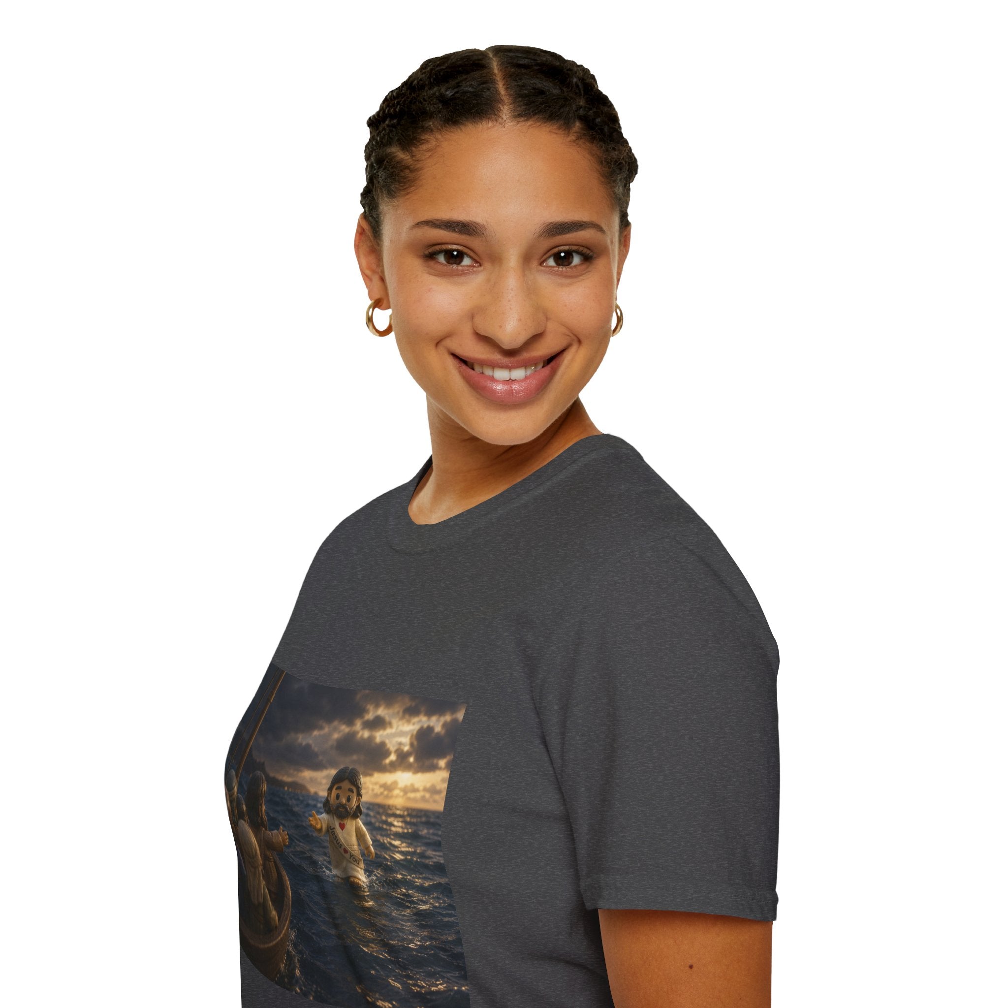Tiny Jesus Walking on Water T-Shirt — Inspirational Biblical Faith Tee