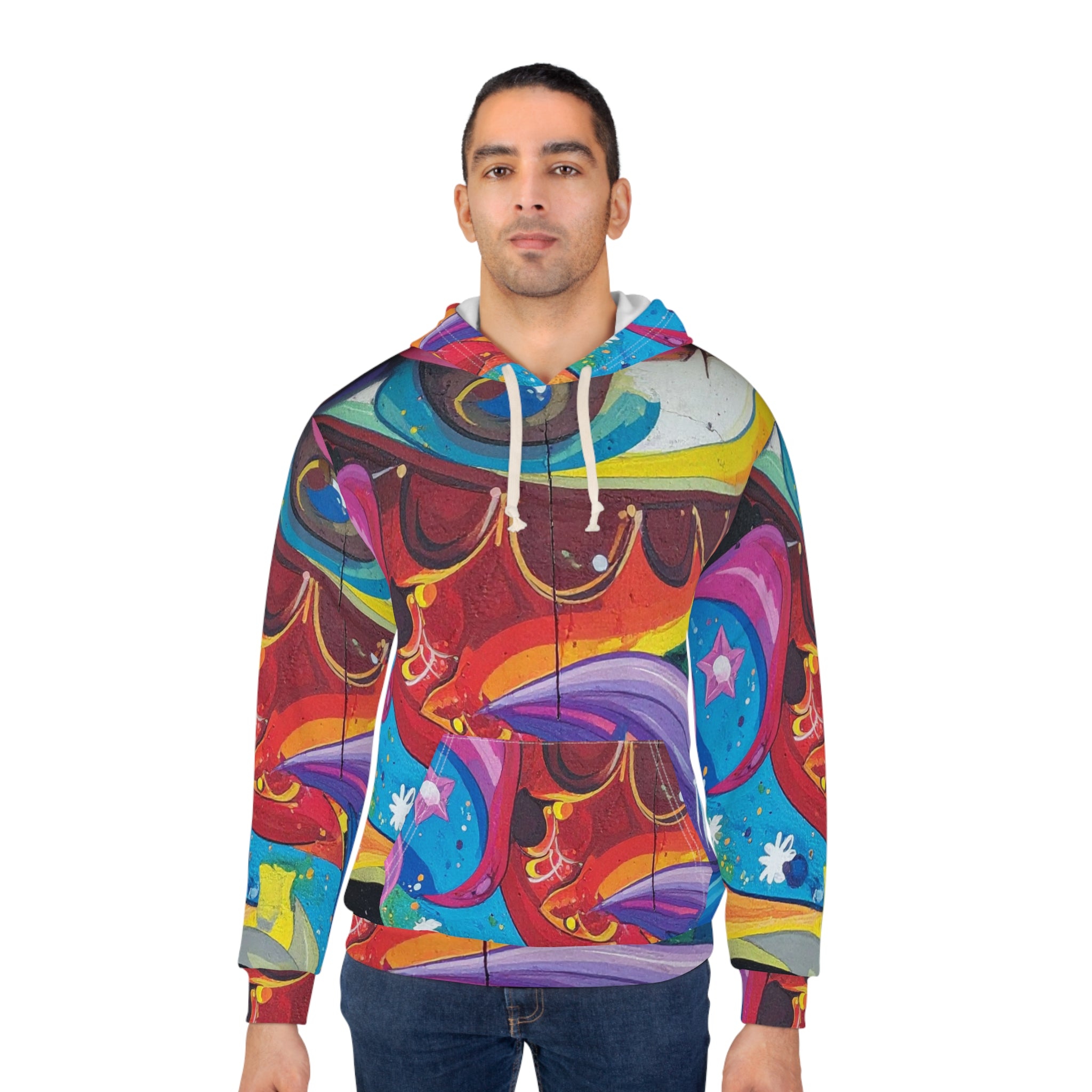 Vibrant Artistic Unisex Pullover Hoodie, Colorful Sweatshirt for Artistic Souls, Perfect for Festivals, Casual Wear, and Everyday Style