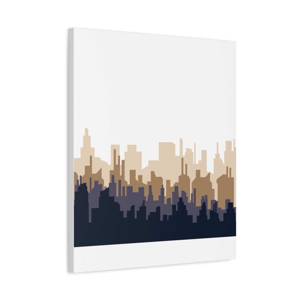 Neutral City Skyline Matte Canvas Wall Art — Minimalist Urban Home Decor