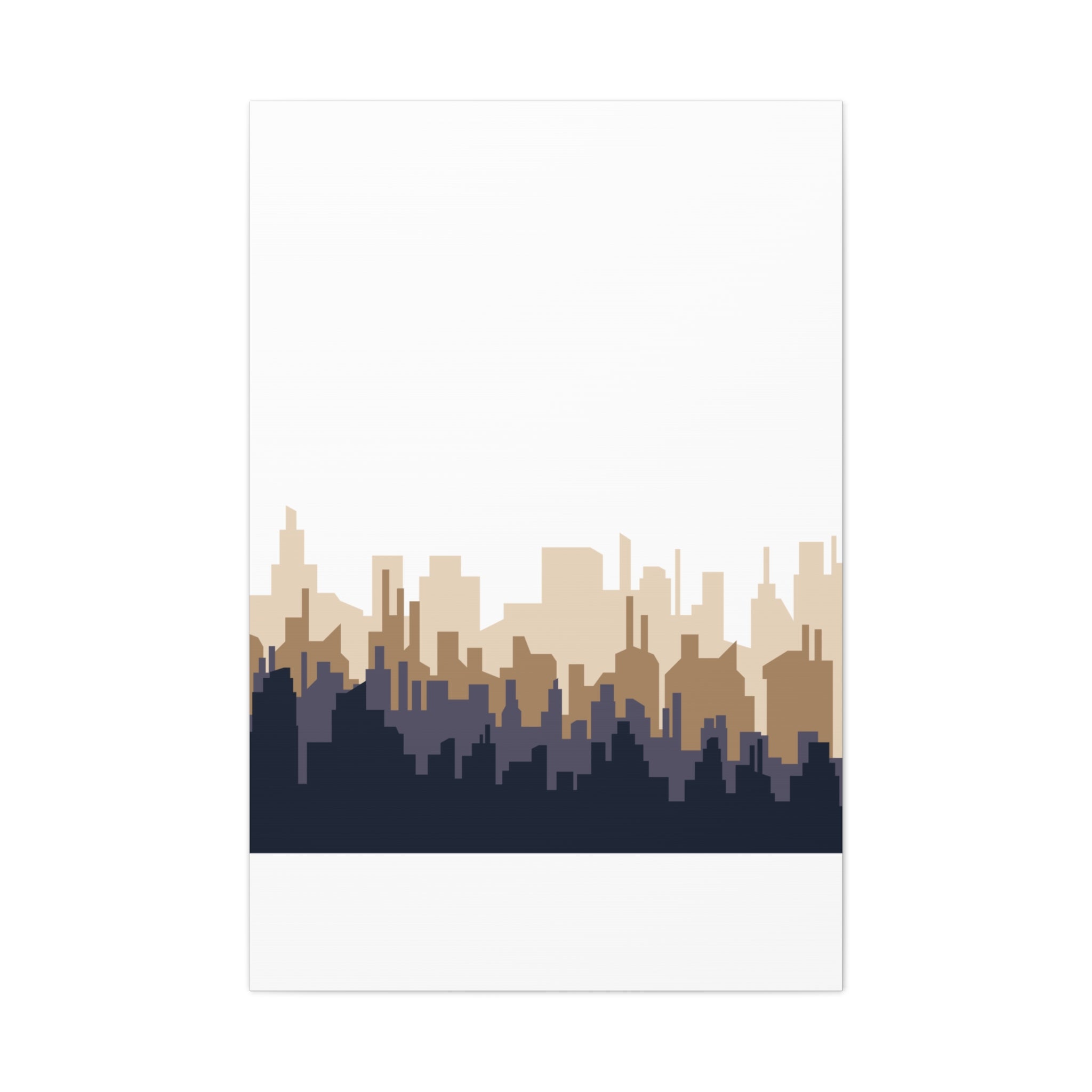 Neutral City Skyline Matte Canvas Wall Art — Minimalist Urban Home Decor
