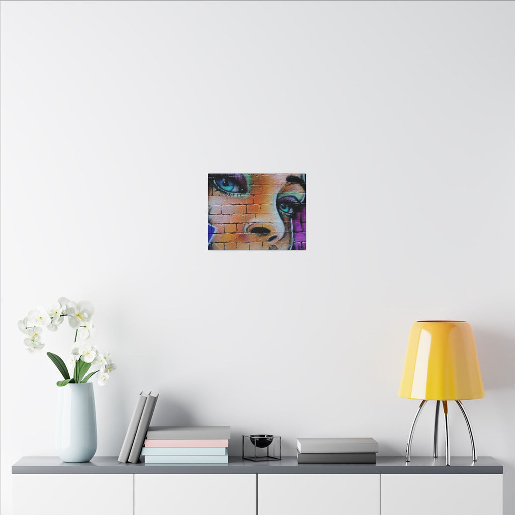Graffiti Face Matte Canvas Print — Urban Street Art Portrait Wall Decor