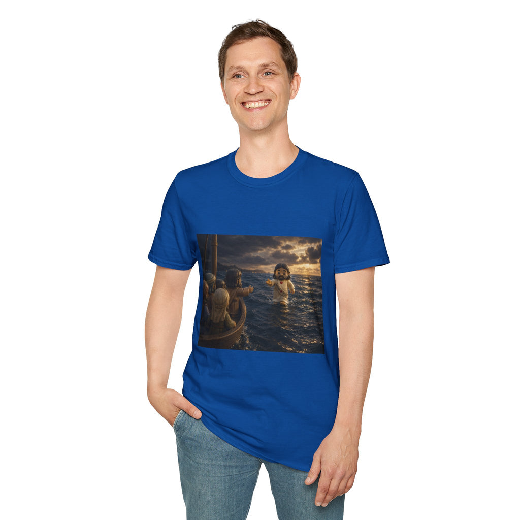 Tiny Jesus Walking on Water T-Shirt — Inspirational Biblical Faith Tee