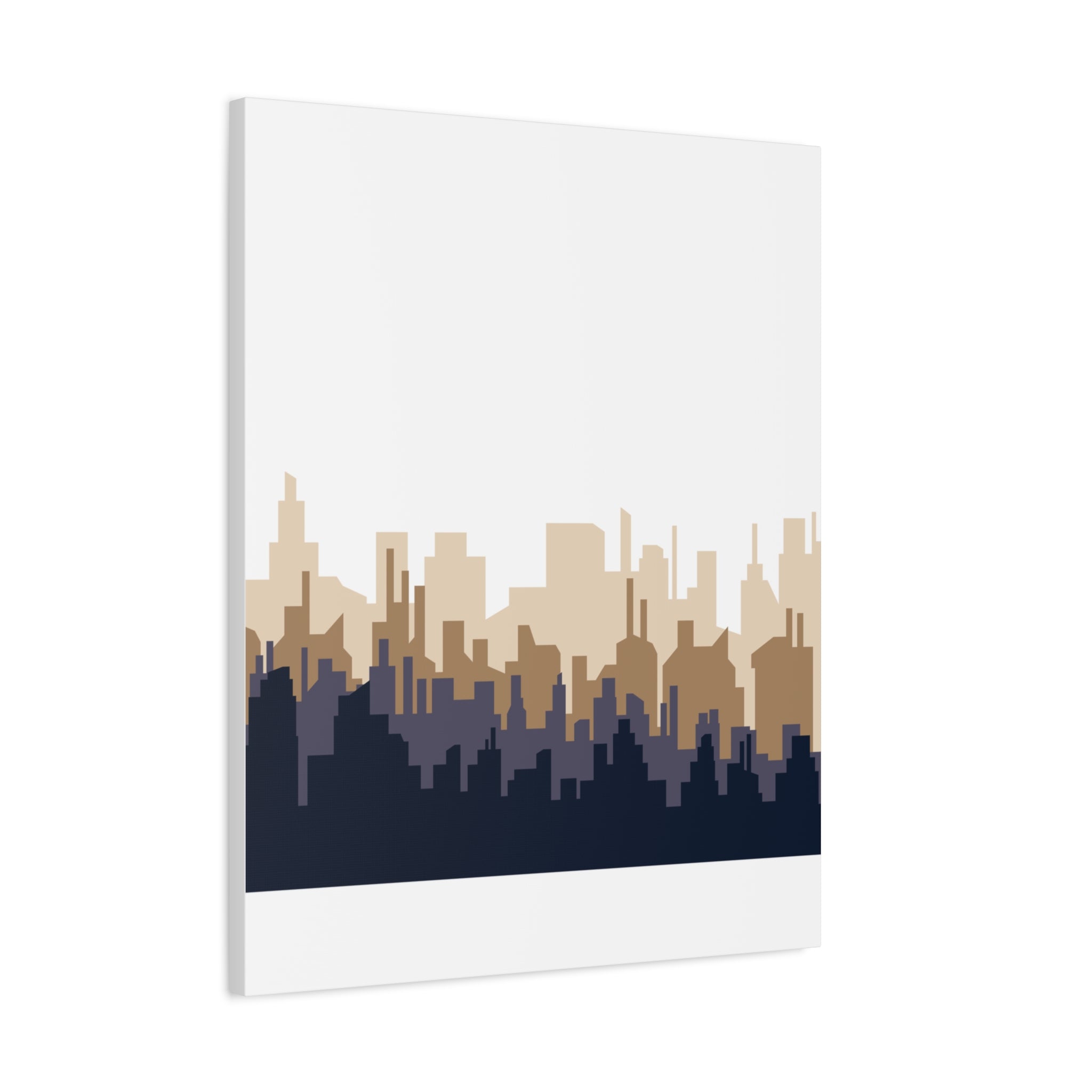 Neutral City Skyline Matte Canvas Wall Art — Minimalist Urban Home Decor