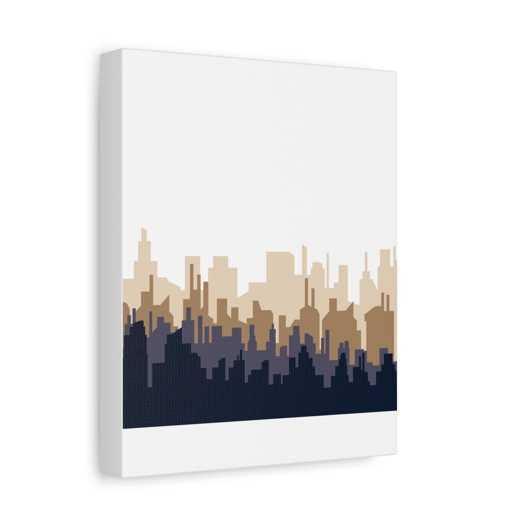 Neutral City Skyline Matte Canvas Wall Art — Minimalist Urban Home Decor