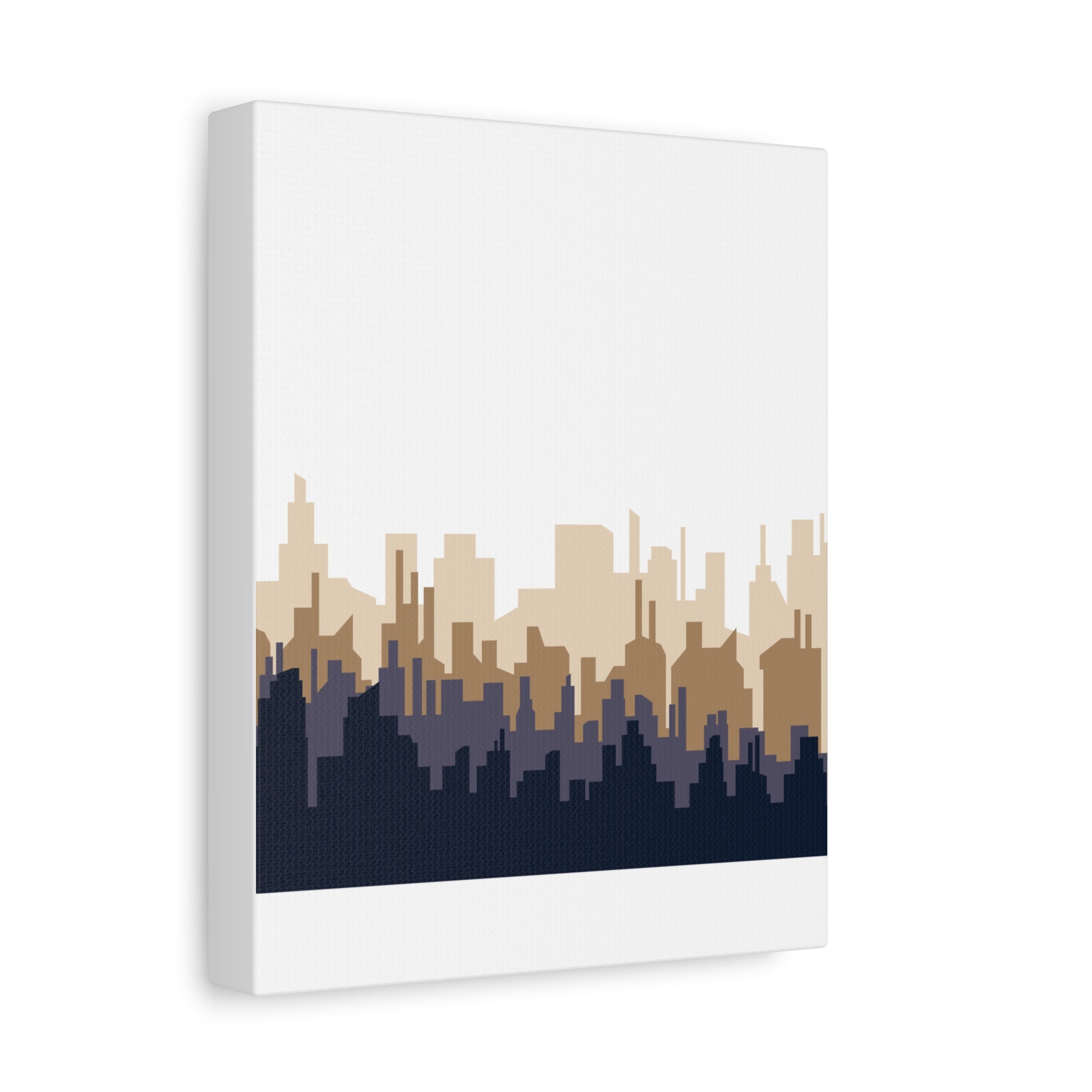 Neutral City Skyline Matte Canvas Wall Art — Minimalist Urban Home Decor